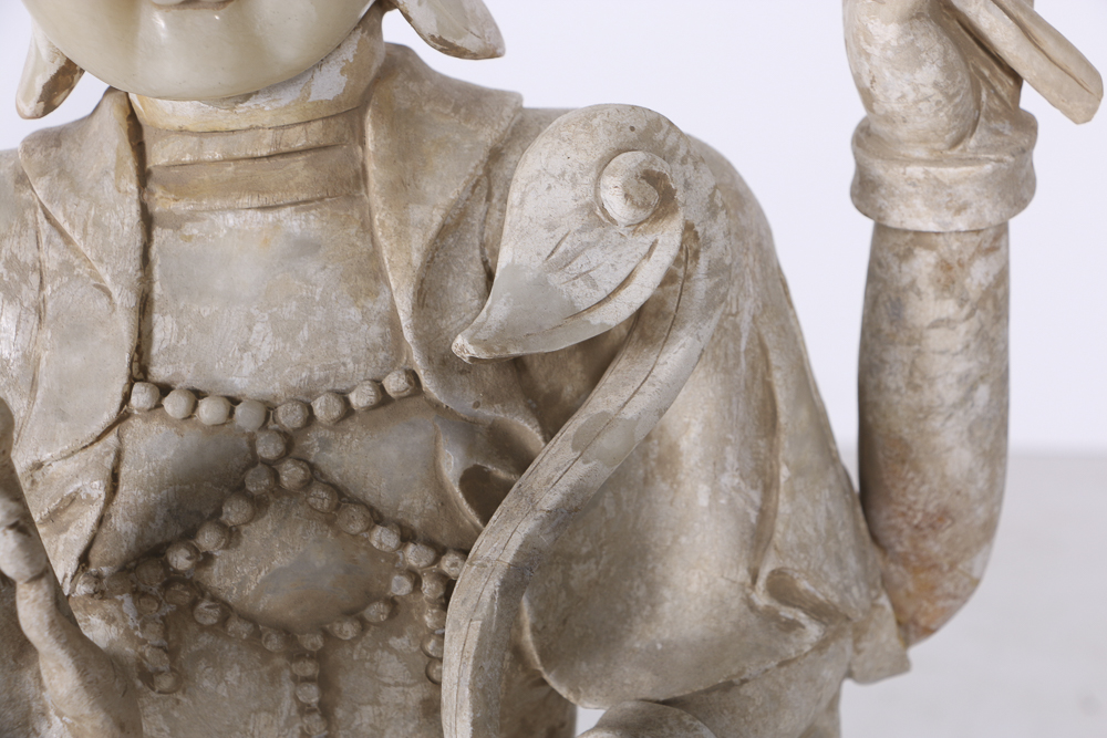 19th-Century East Asian Carved Marble Bodhisattva Sculpture