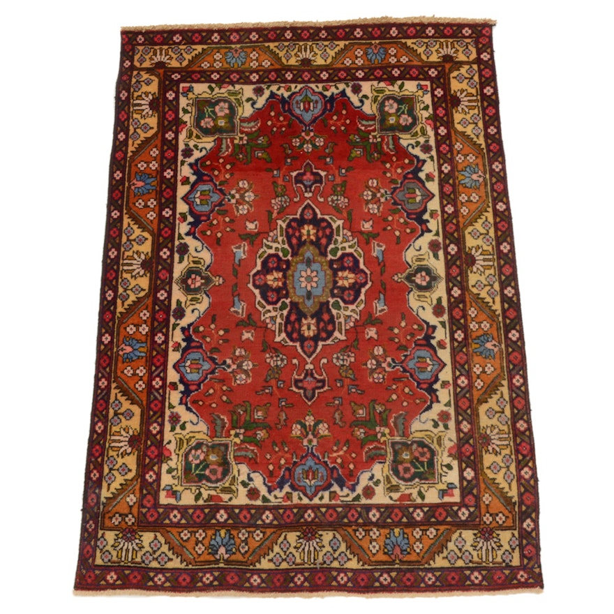 Semi-Antique Persian Hand-Knotted Serapi Tabriz Area Rug