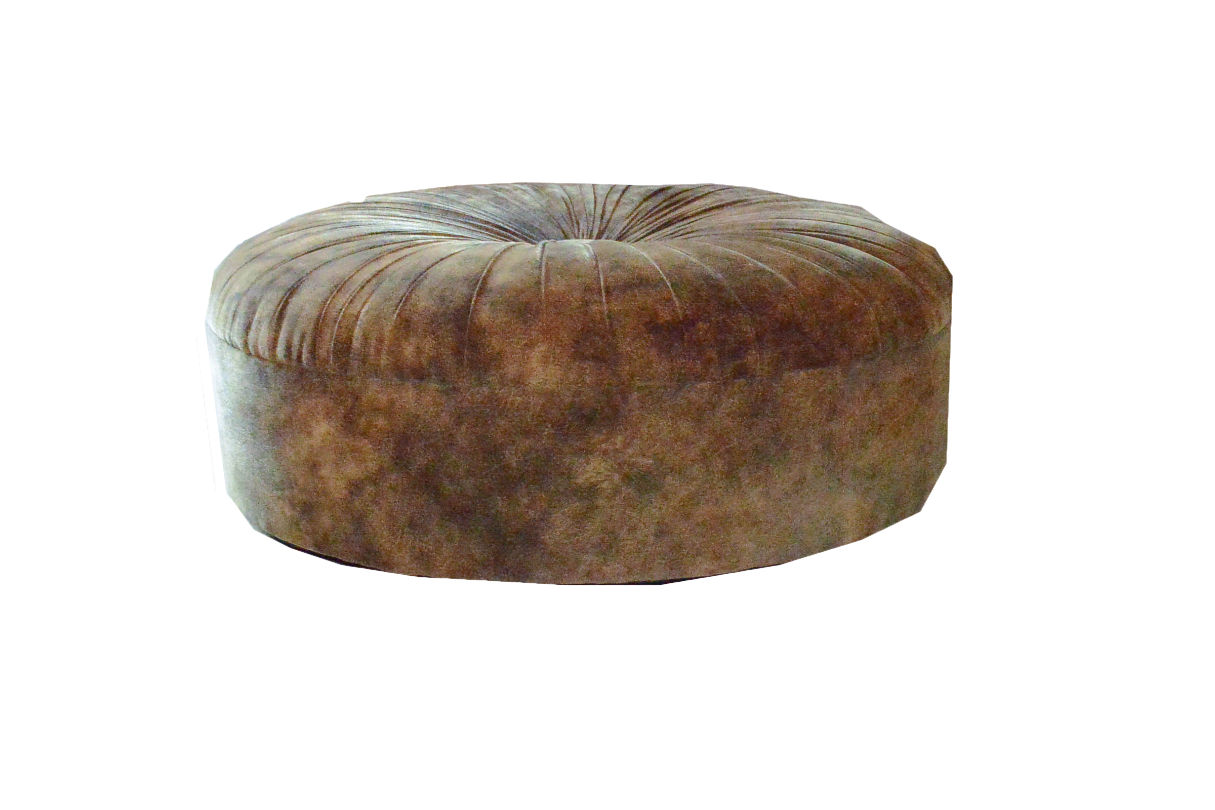 Round Tufted Brown Ottoman