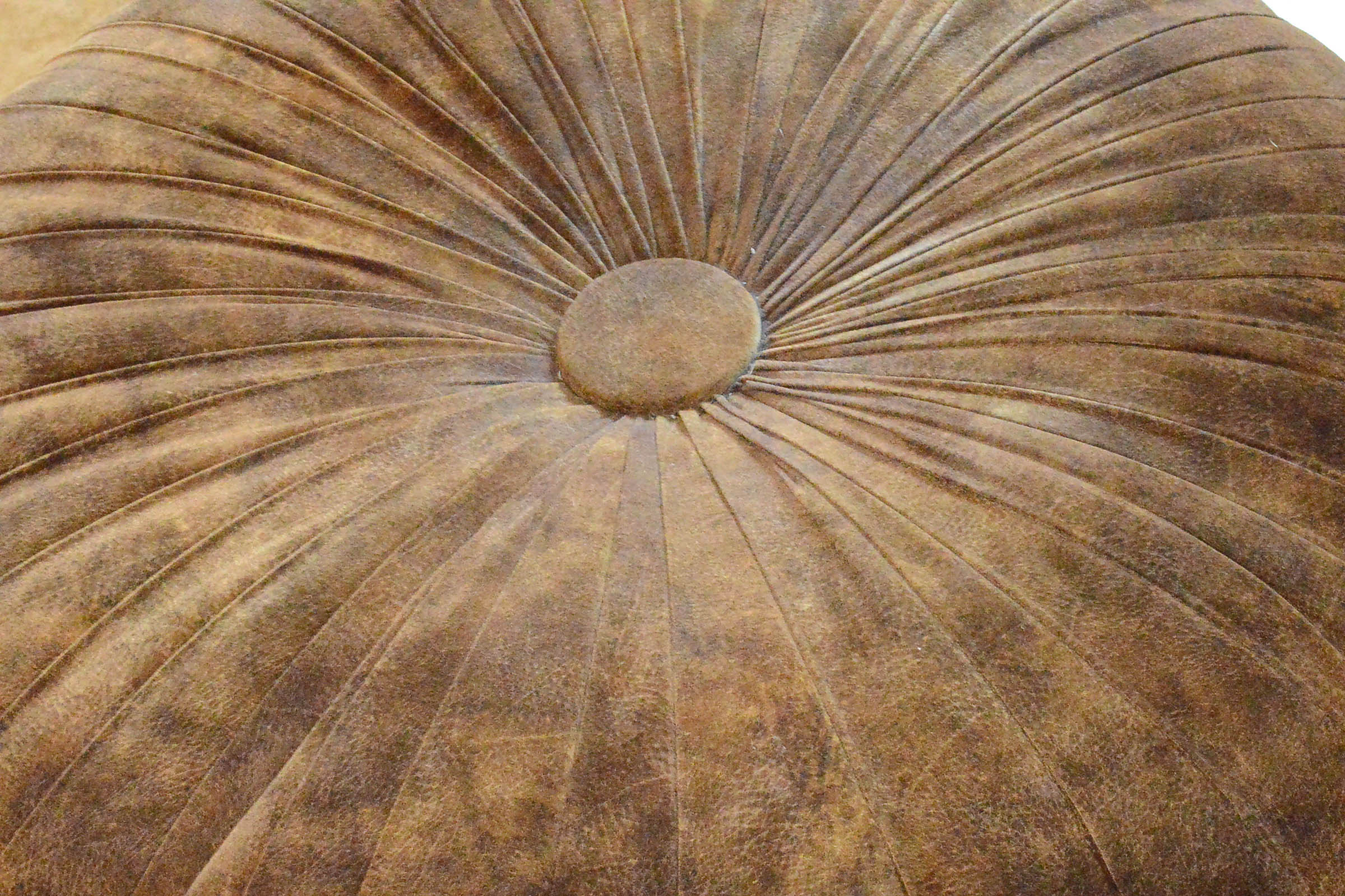 Round Tufted Brown Ottoman