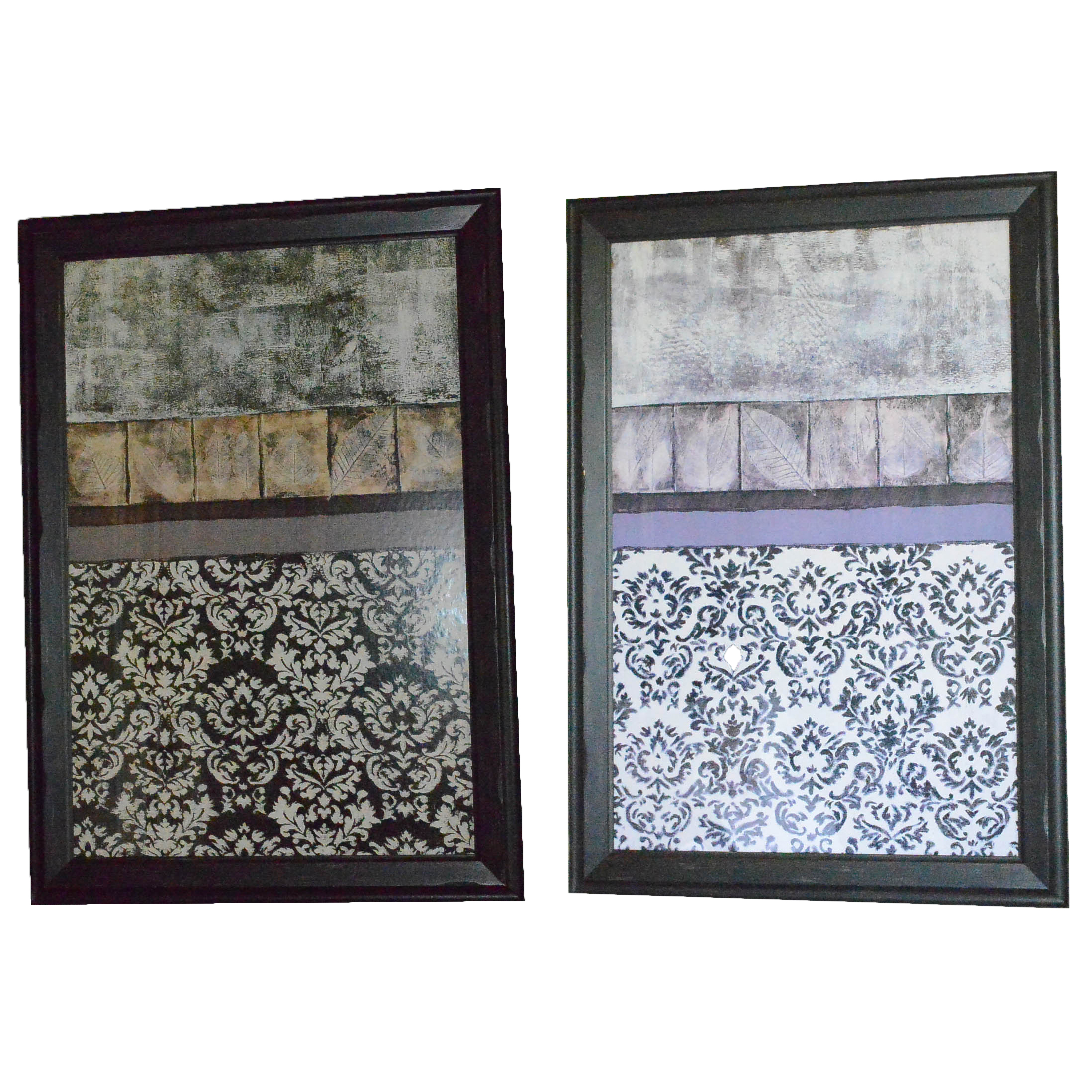 Pair of Framed Prints of Leaves and Floral Motif