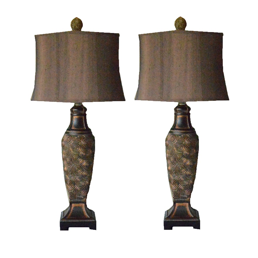 Pair of Matching Lamps with Swirl Designs