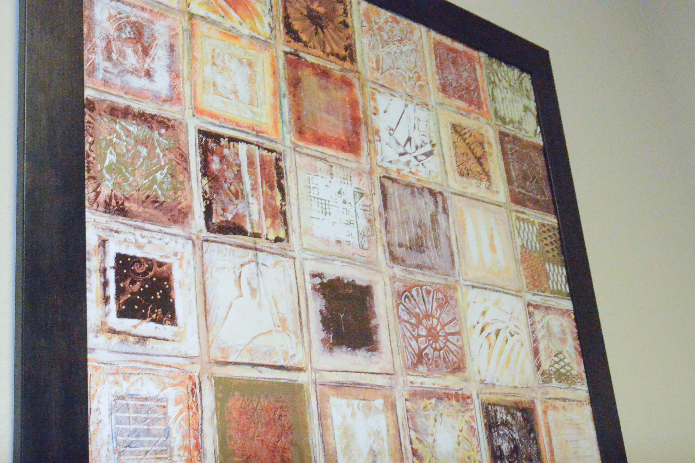 Framed Offset Lithograph Print of Earth-Tone Mosaic