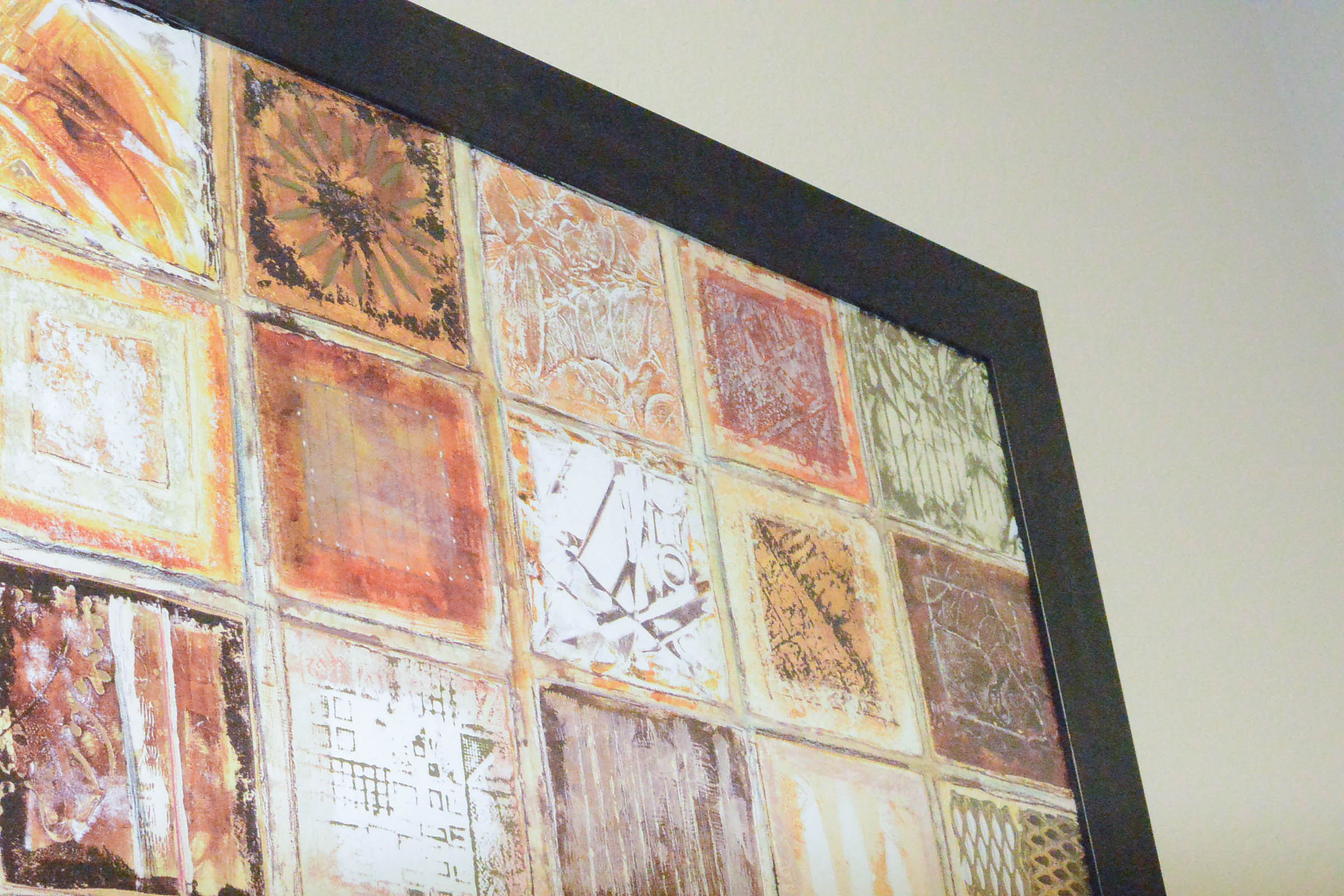 Framed Offset Lithograph Print of Earth-Tone Mosaic