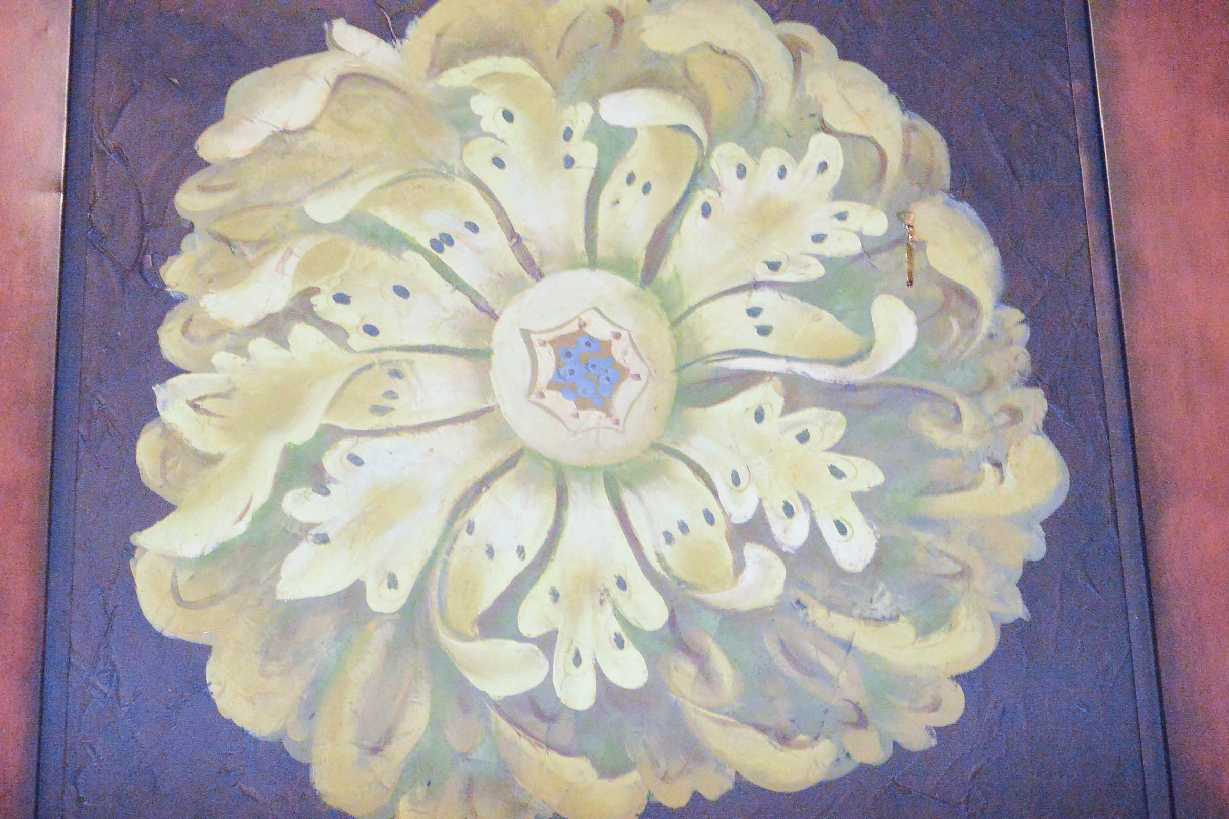 Pair of Painted Floral Studies on Metal