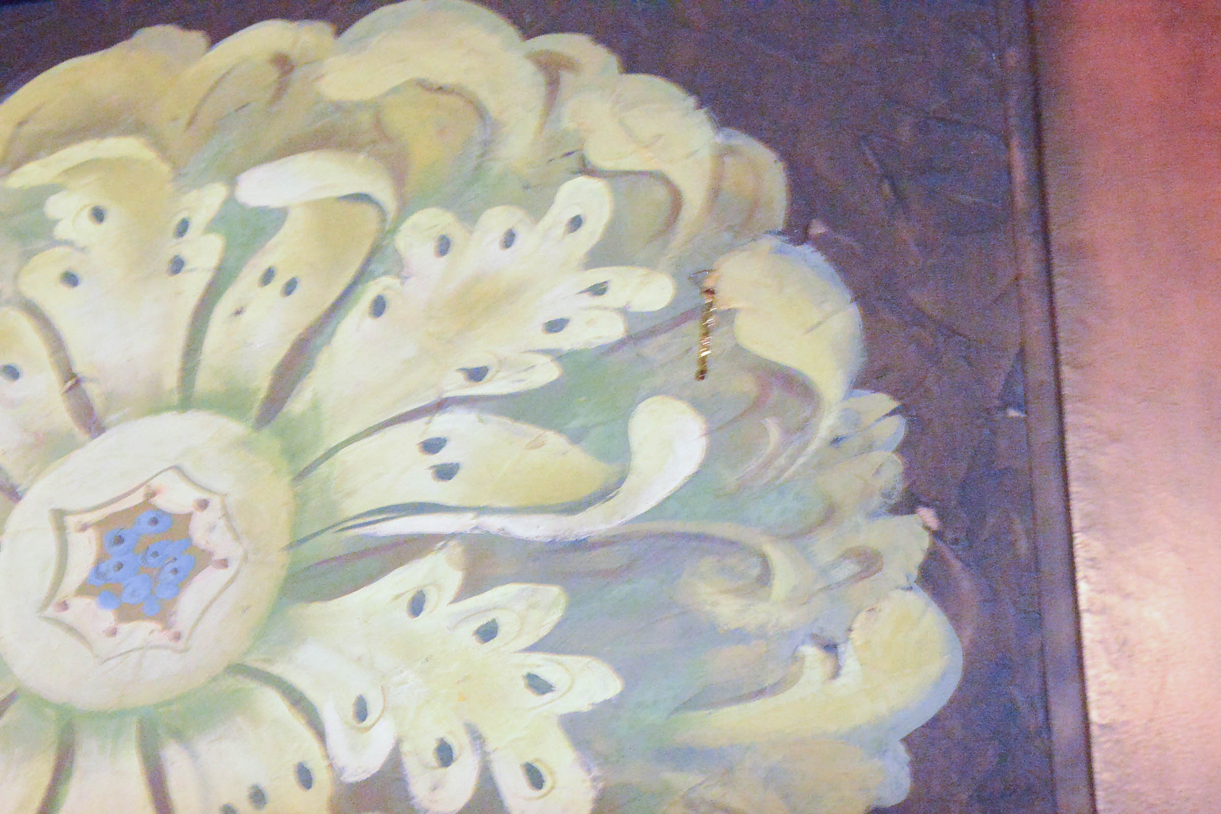 Pair of Painted Floral Studies on Metal