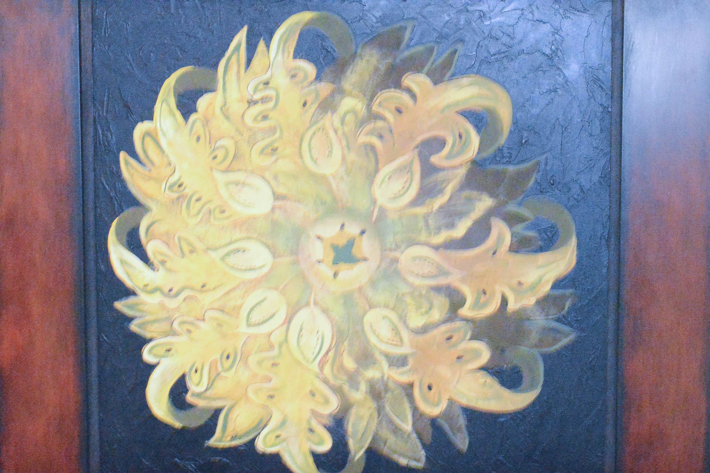 Pair of Painted Floral Studies on Metal