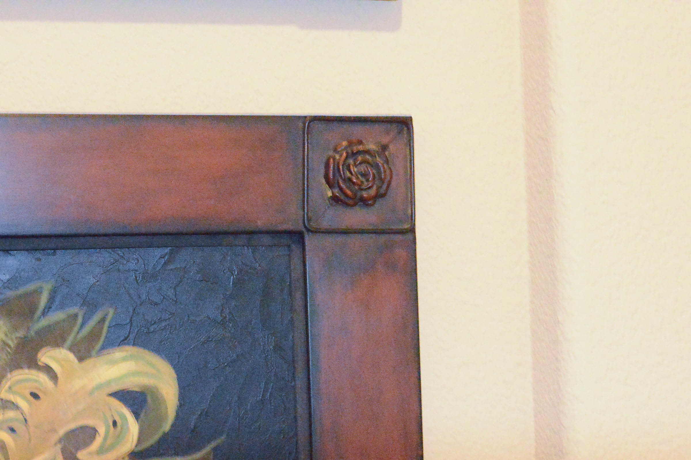 Pair of Painted Floral Studies on Metal