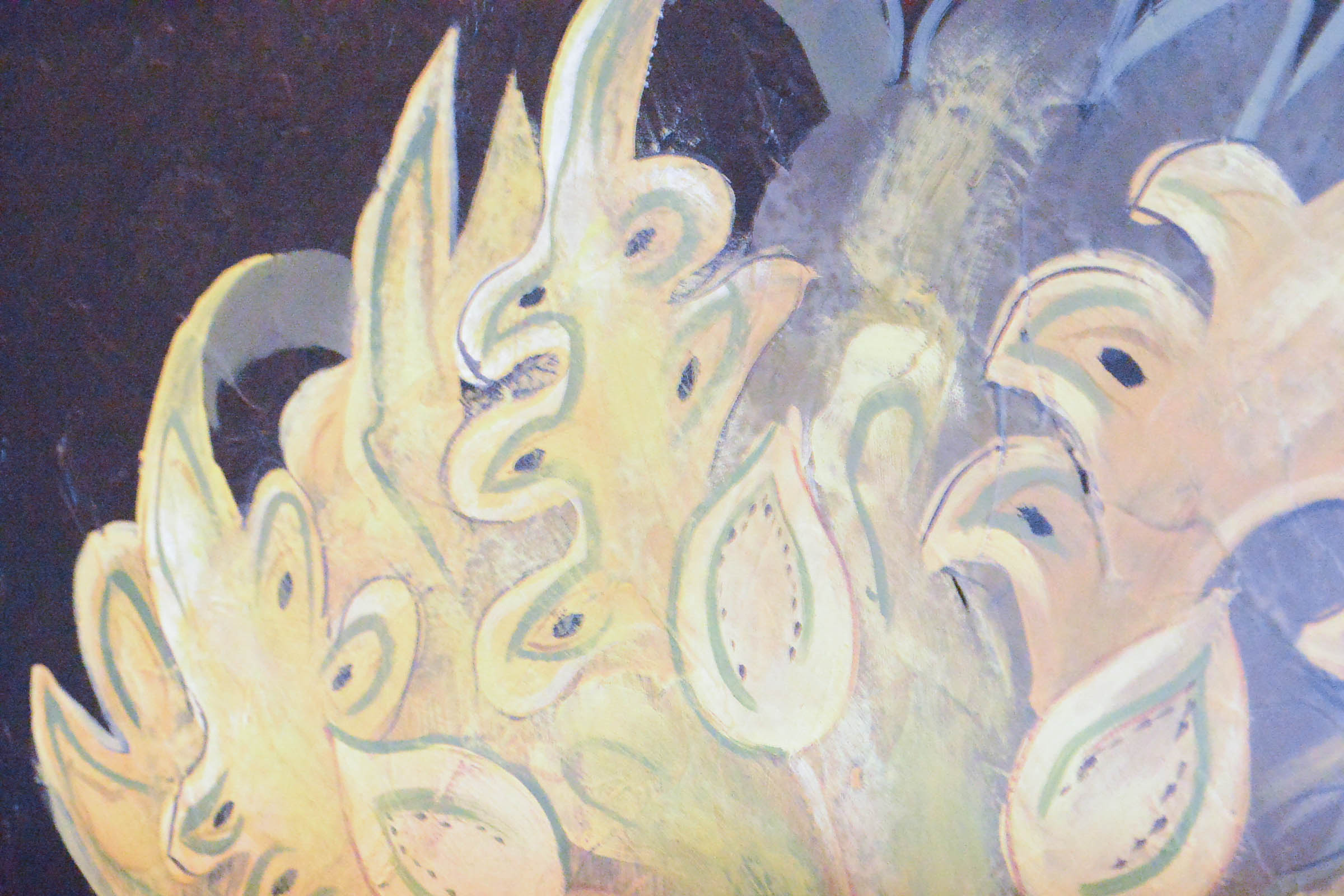 Pair of Painted Floral Studies on Metal