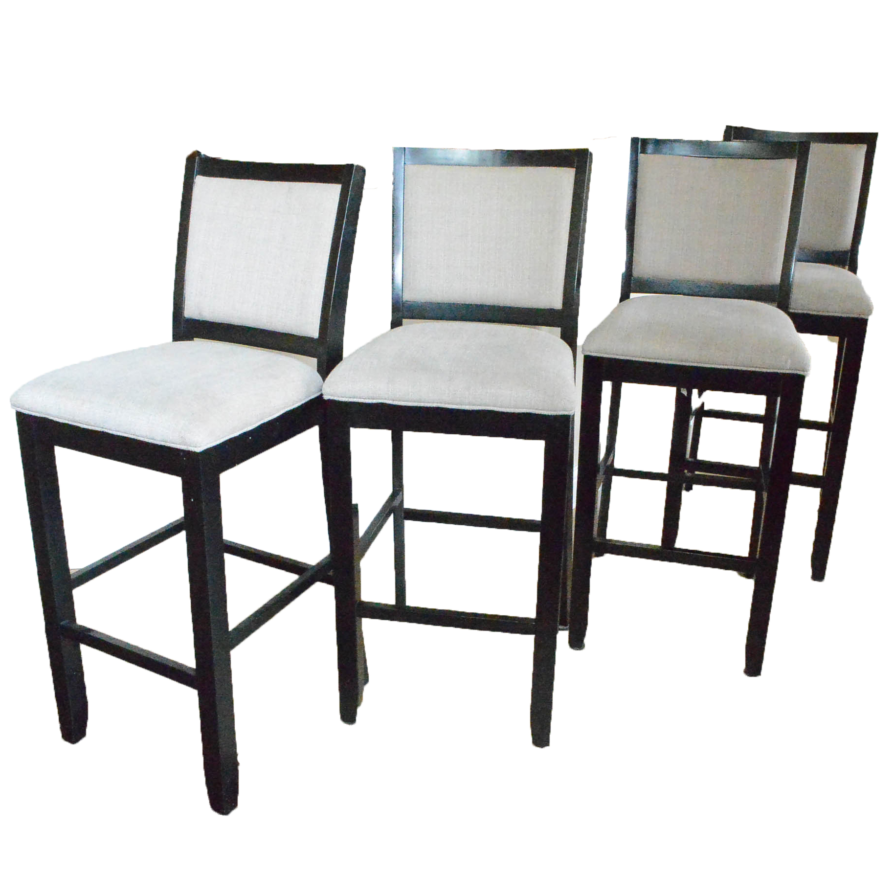 Set of Bar Stools with Upholstered Cushions