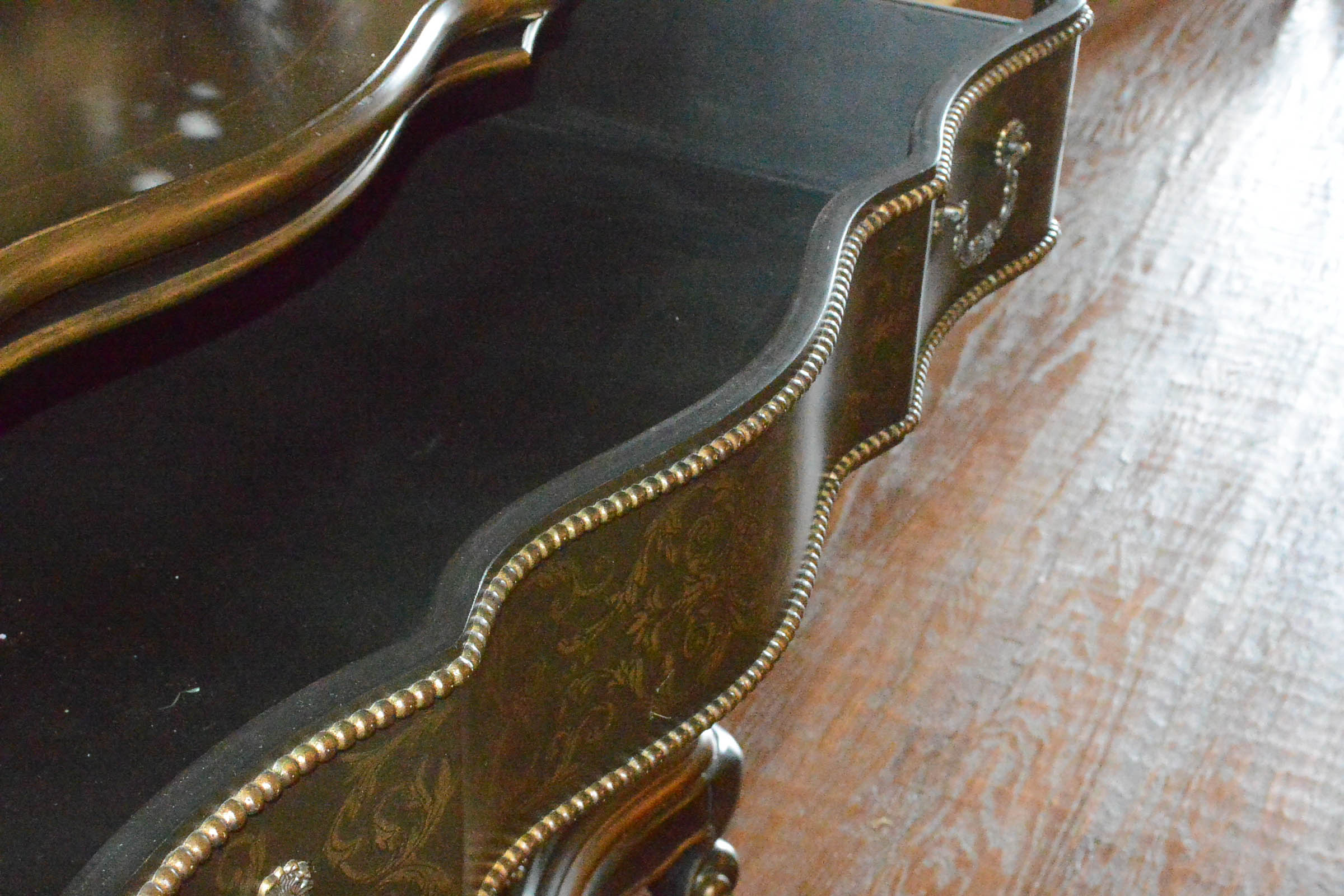 Wooden Three Drawer Dresser with Gilt Accents