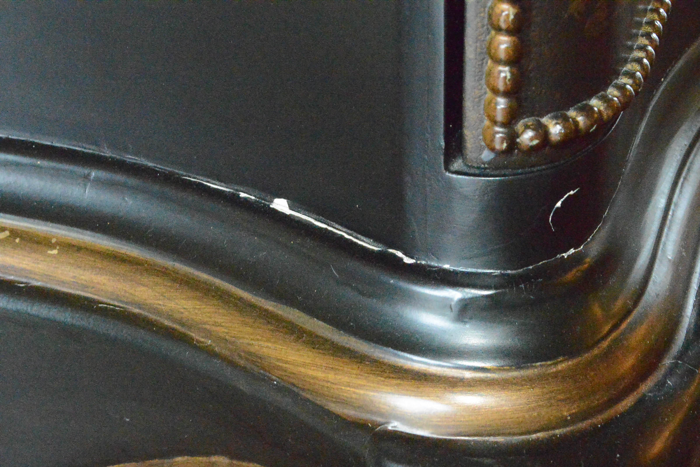 Wooden Three Drawer Dresser with Gilt Accents