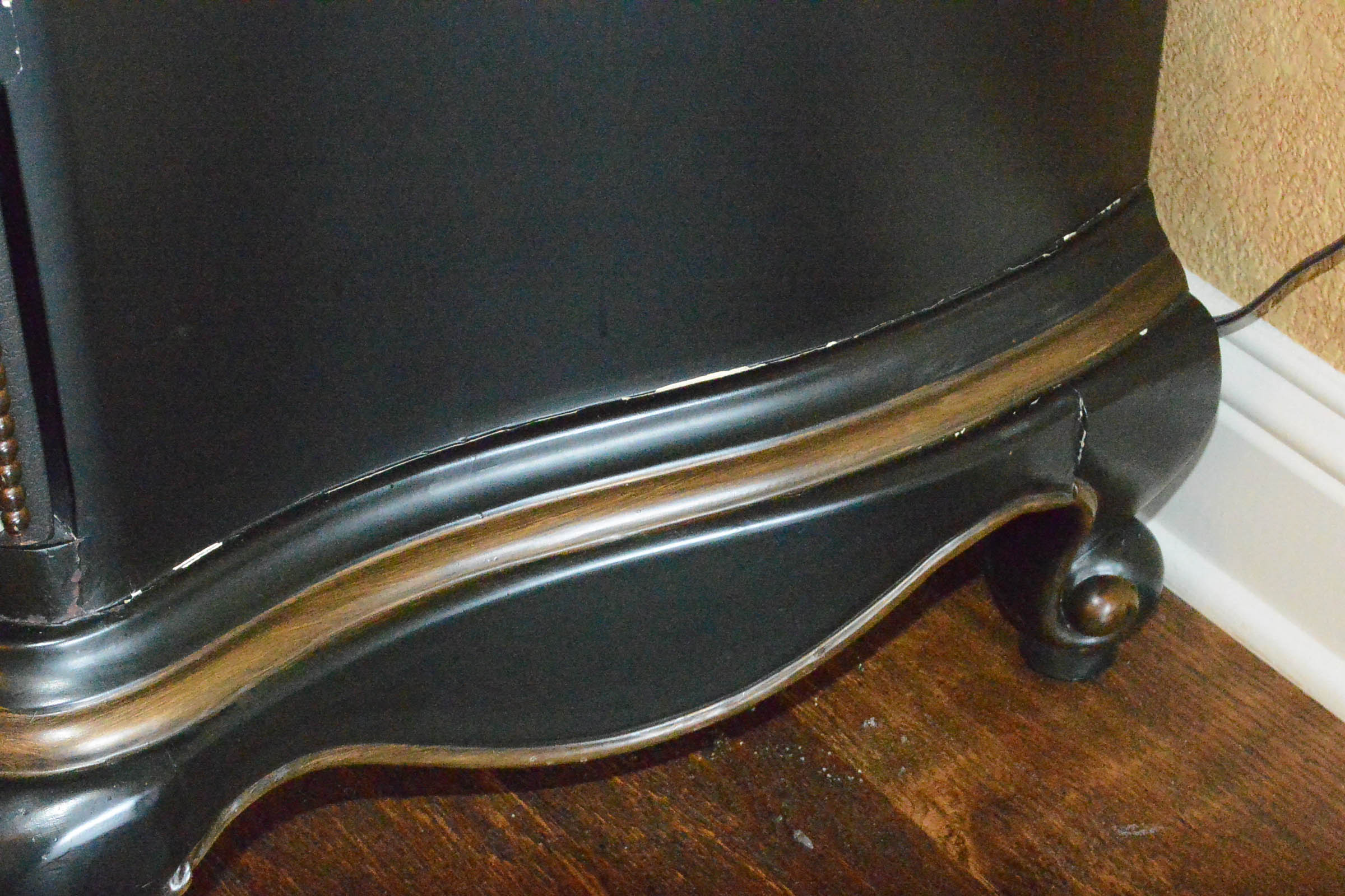 Wooden Three Drawer Dresser with Gilt Accents