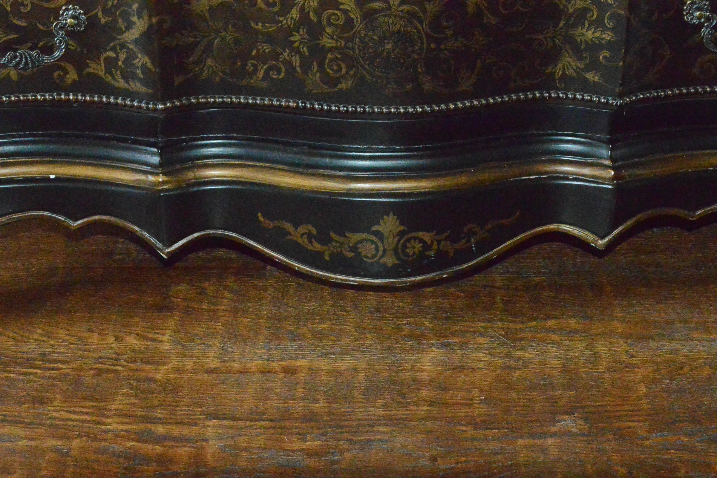 Wooden Three Drawer Dresser with Gilt Accents