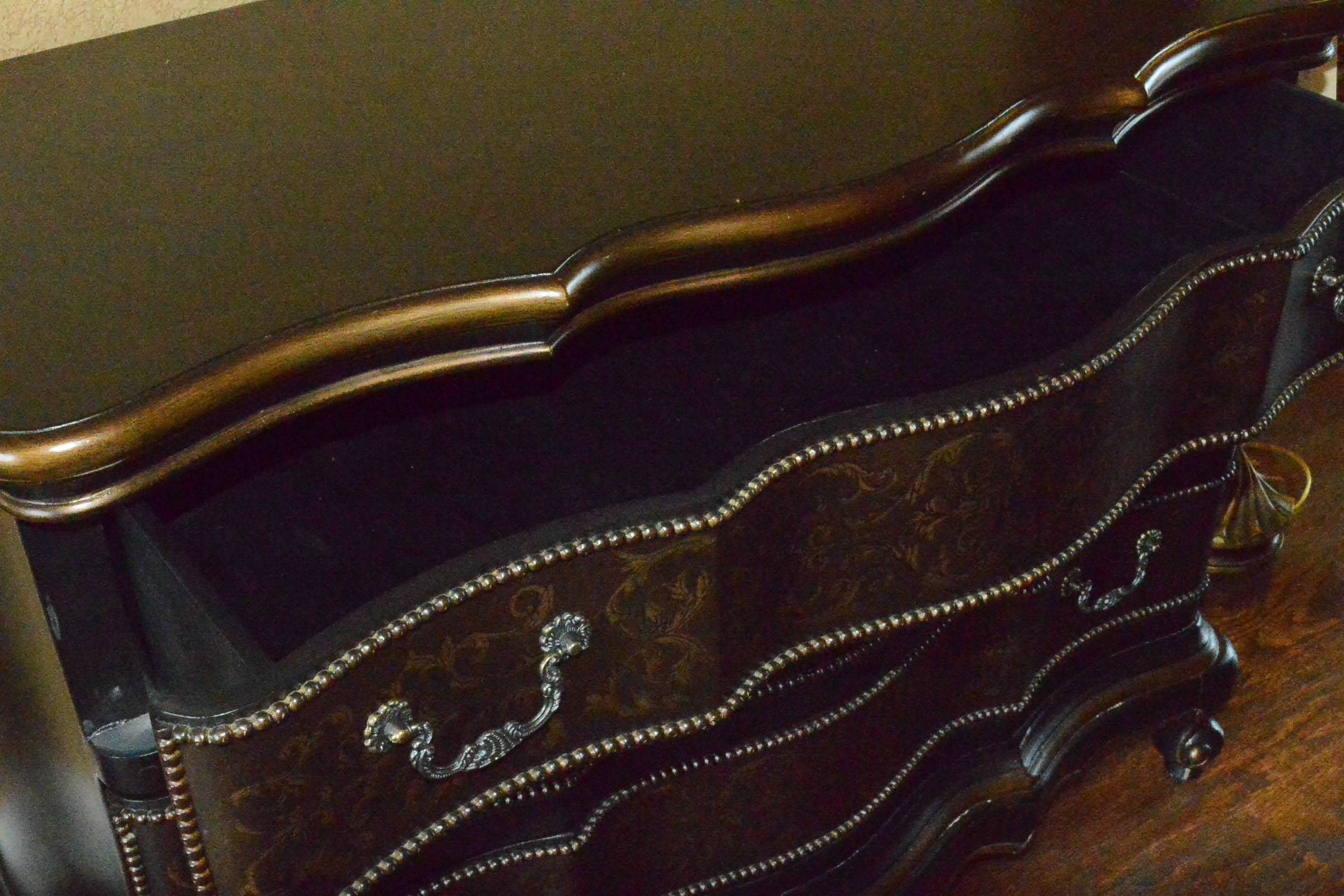 Wooden Three Drawer Dresser with Gilt Accents