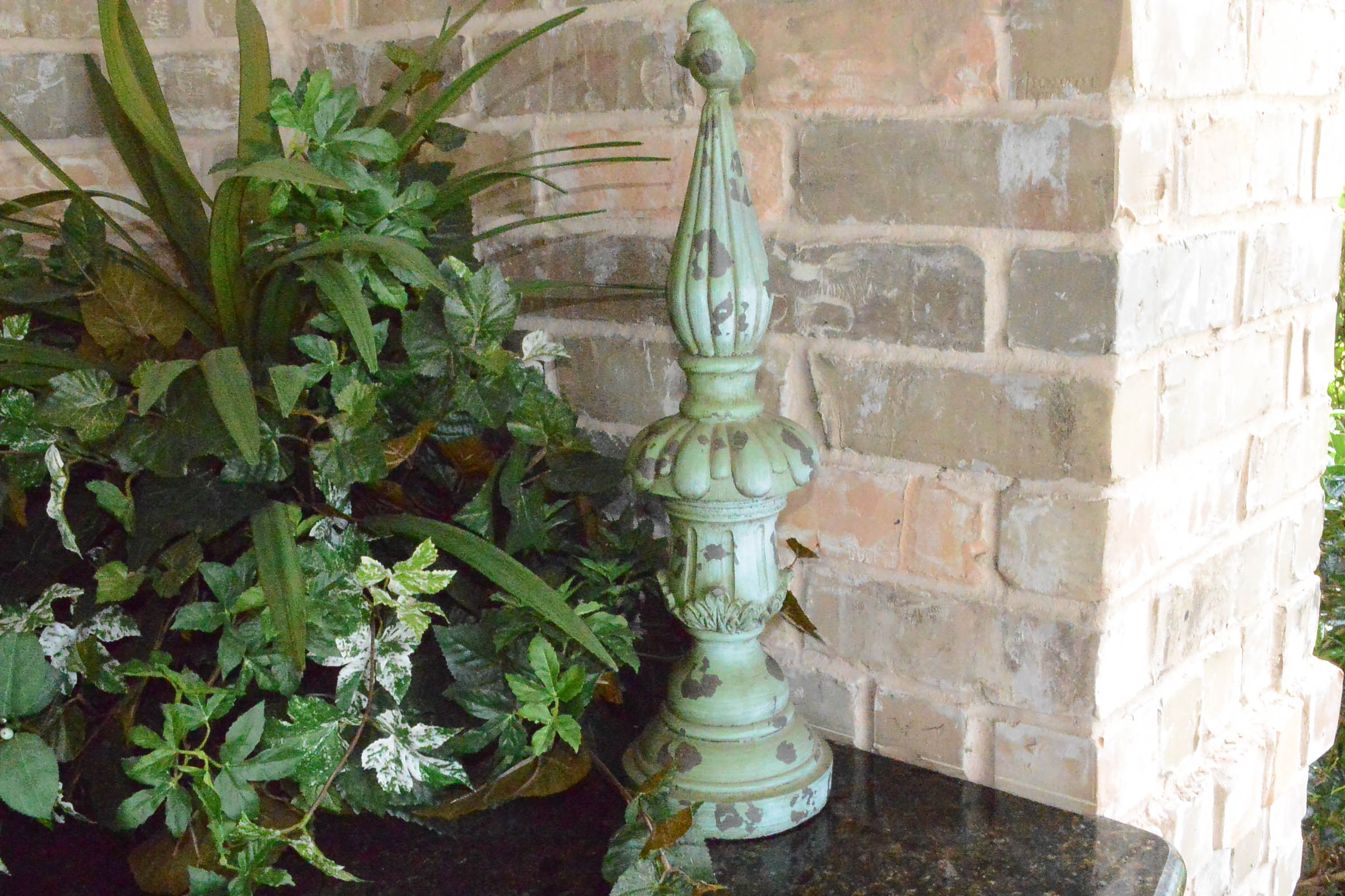 Faux Plants With Green Vase