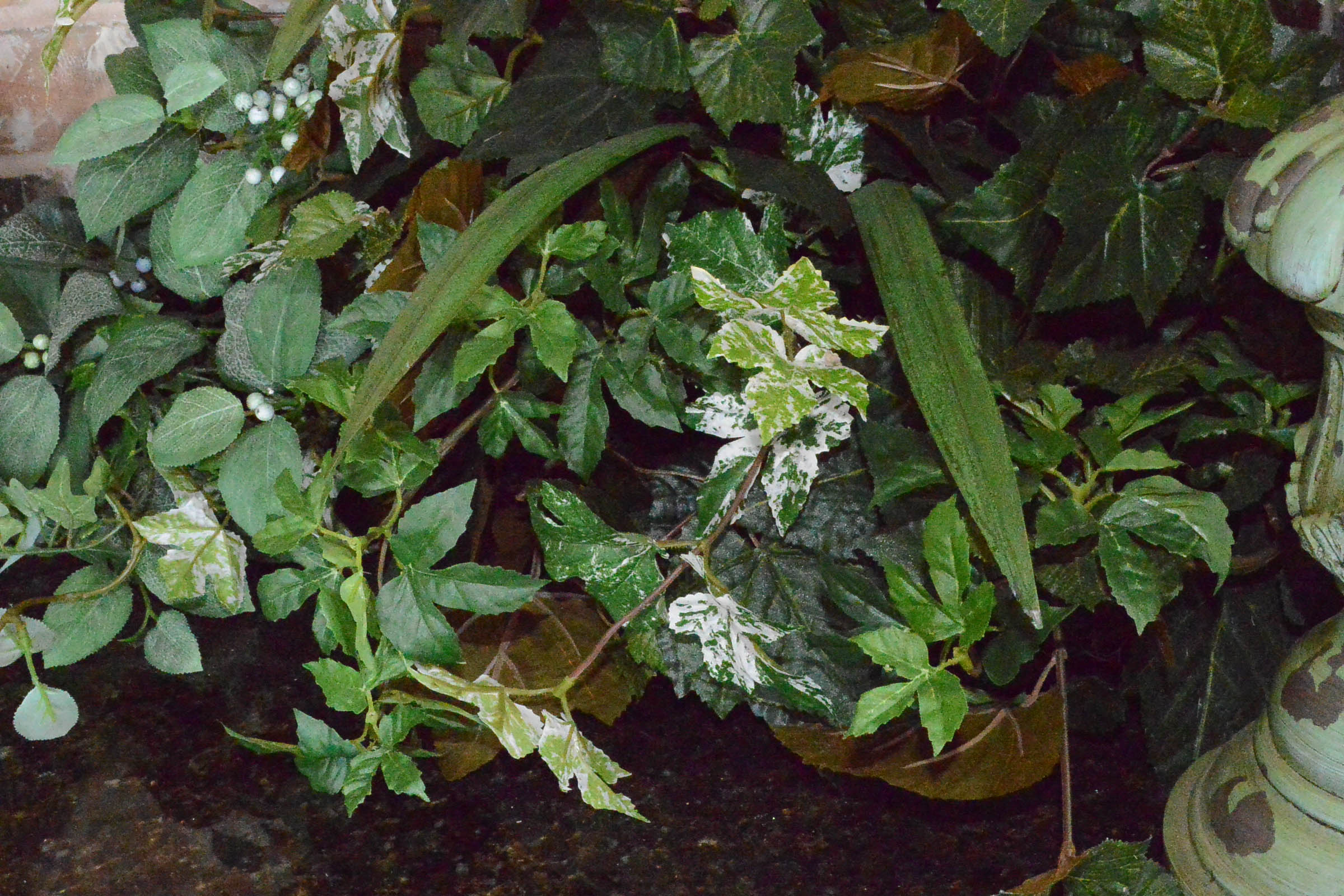 Faux Plants With Green Vase