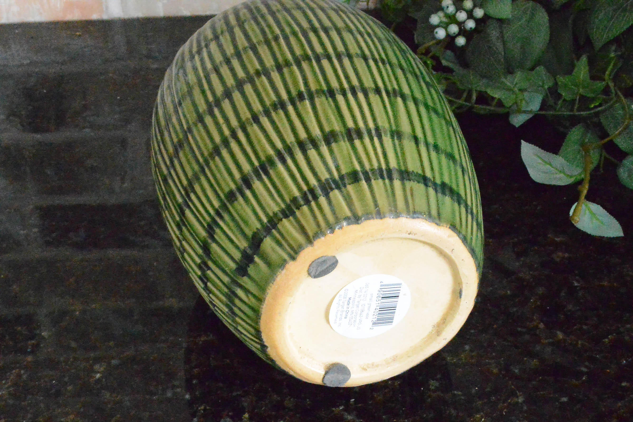 Faux Plants With Green Vase