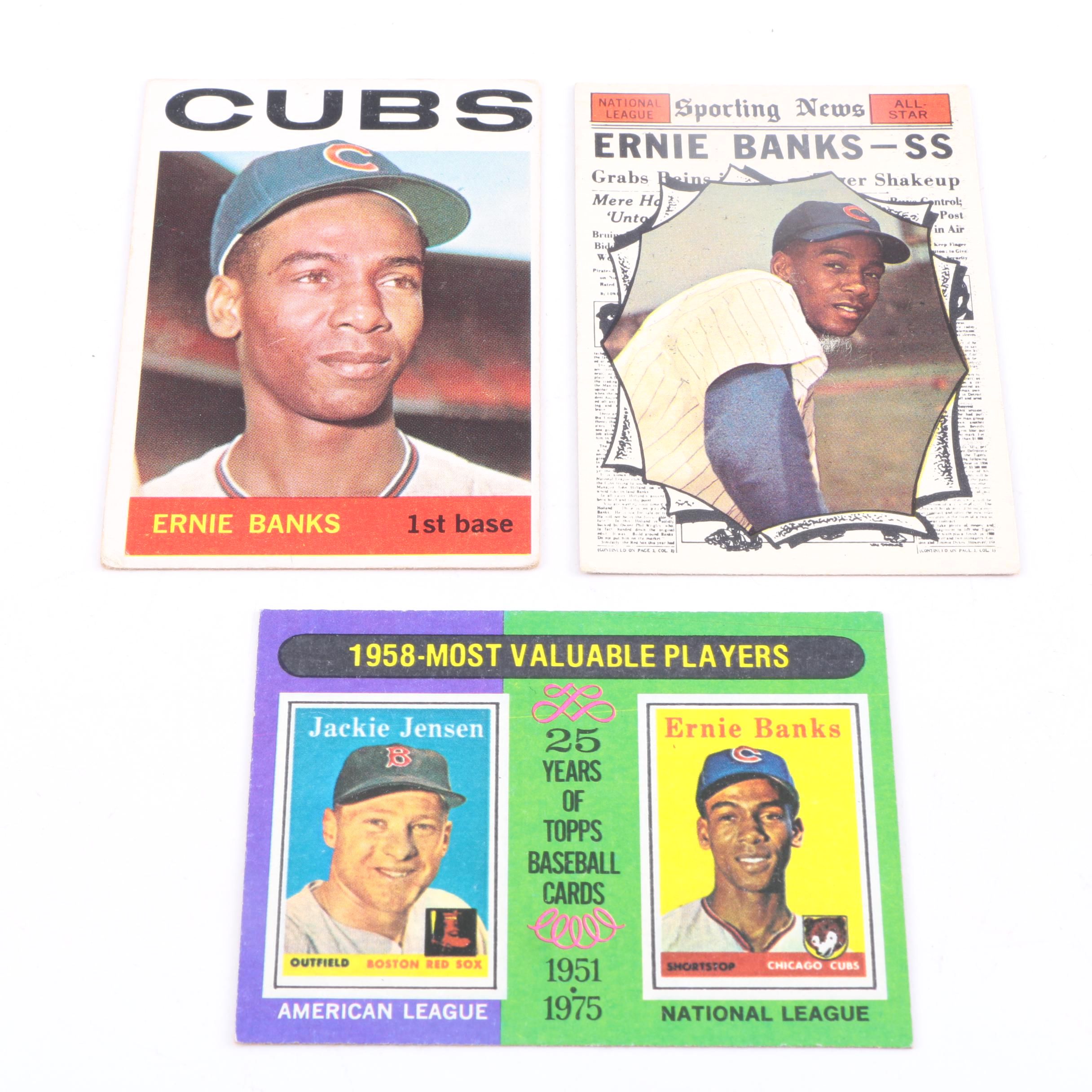 Collection of Vintage Ernie Banks Baseball Cards