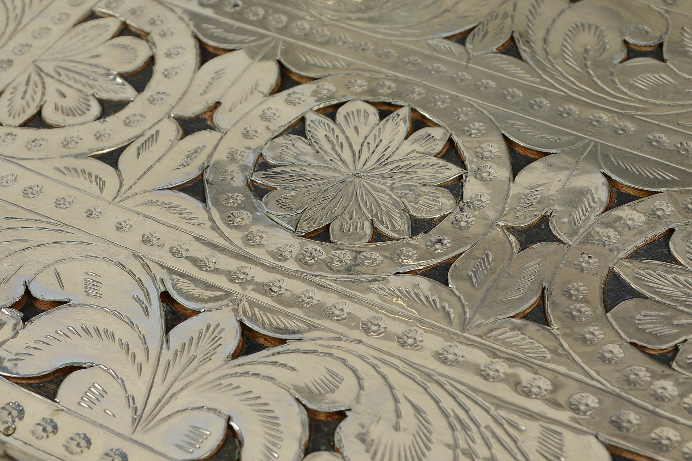 Etched Pewter Tray and Cut Out Tin Tray