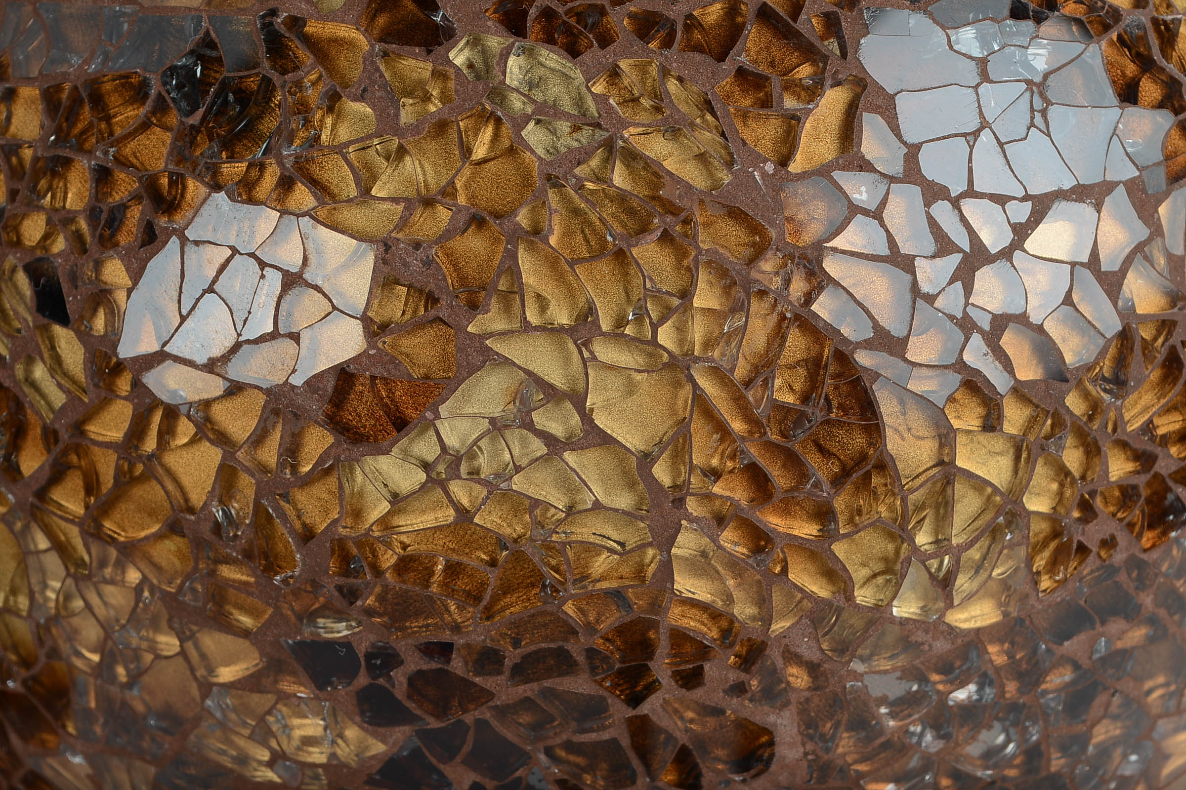 Pair of Amber-Tone Mosaic Glass Vases with a Compote