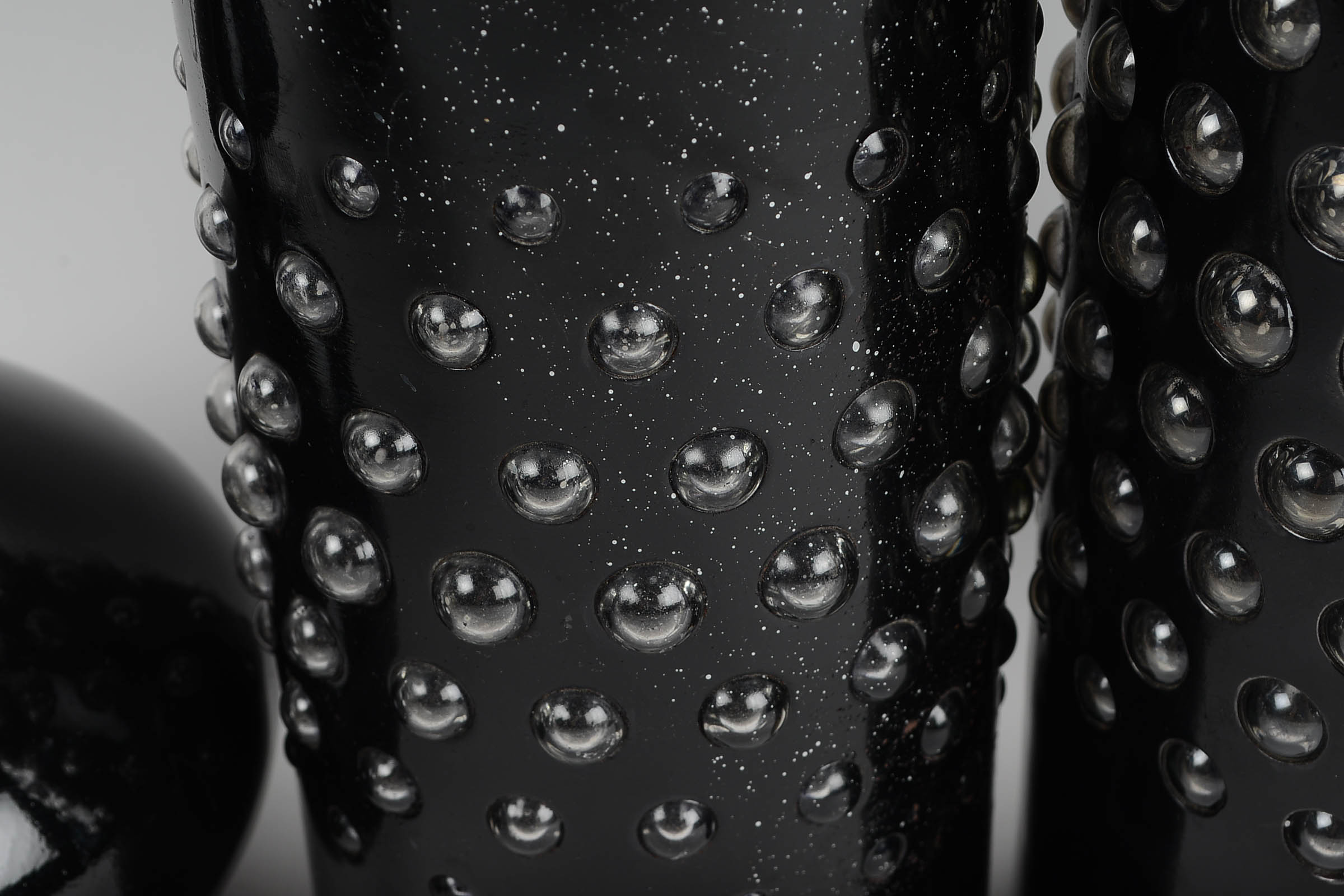 Set of Black Ceramic and Wood Glazed Decor