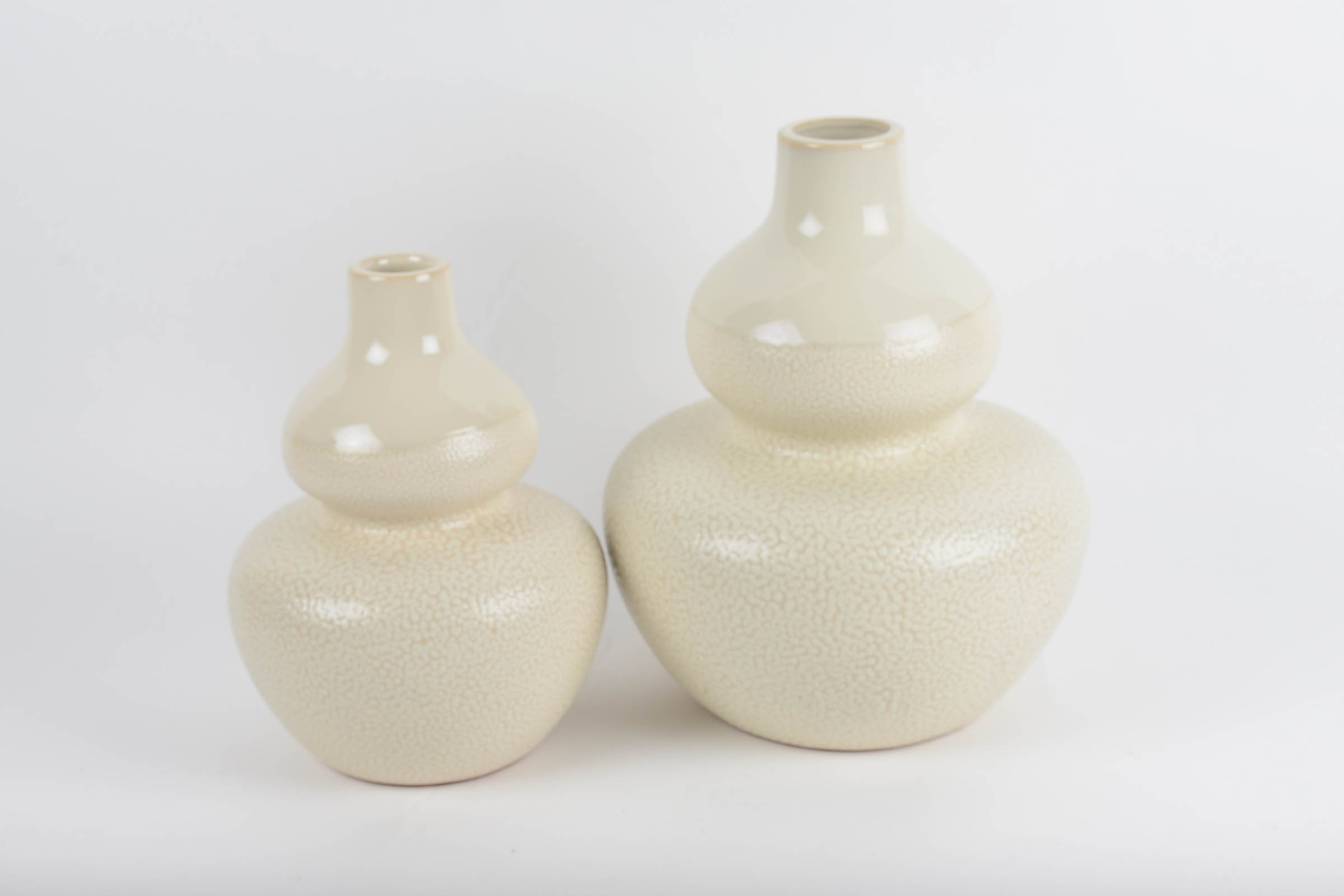 Pair of Textured Double Gourd Form Vases