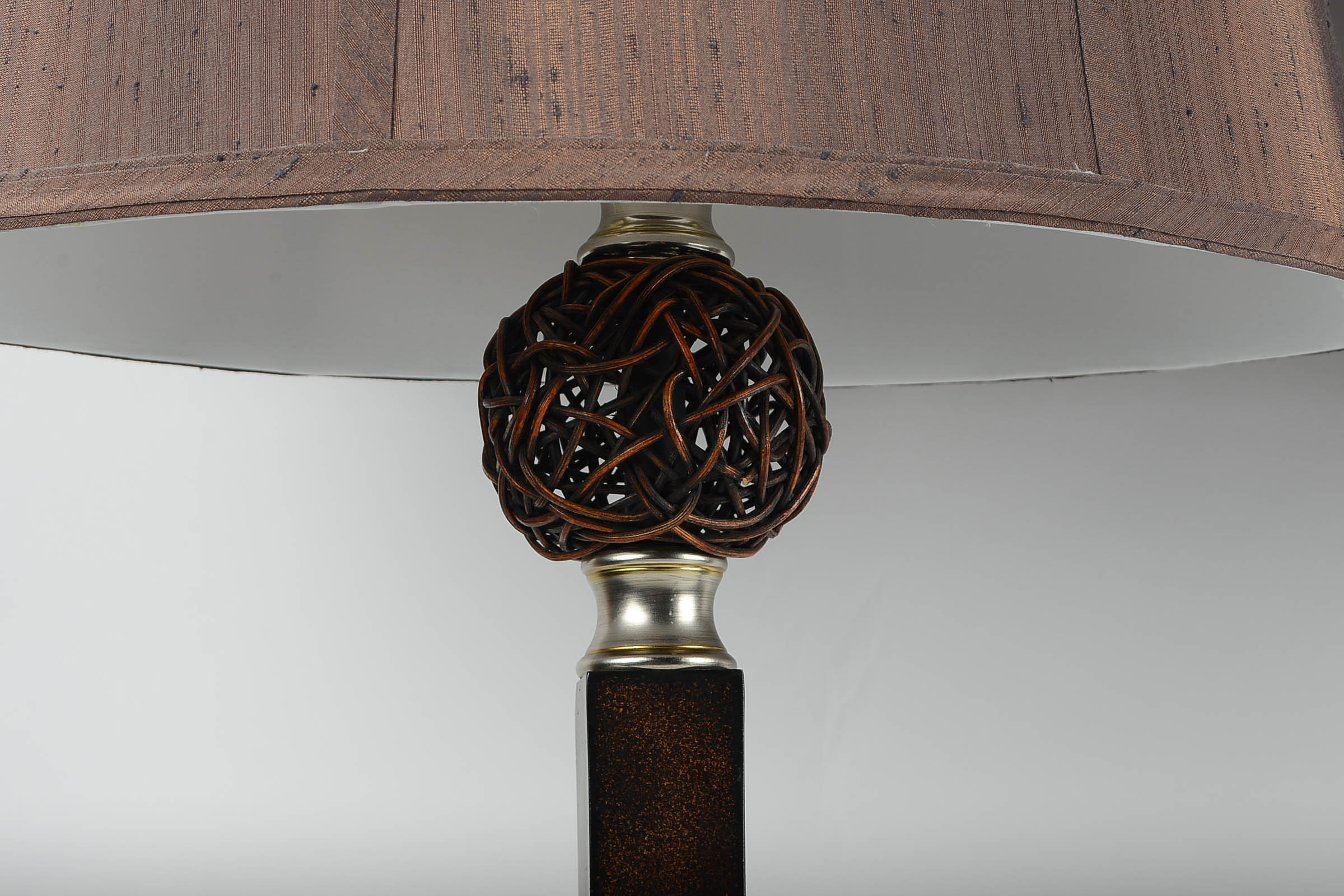 Pair fo Cast Metal and Wicker Table Lamps