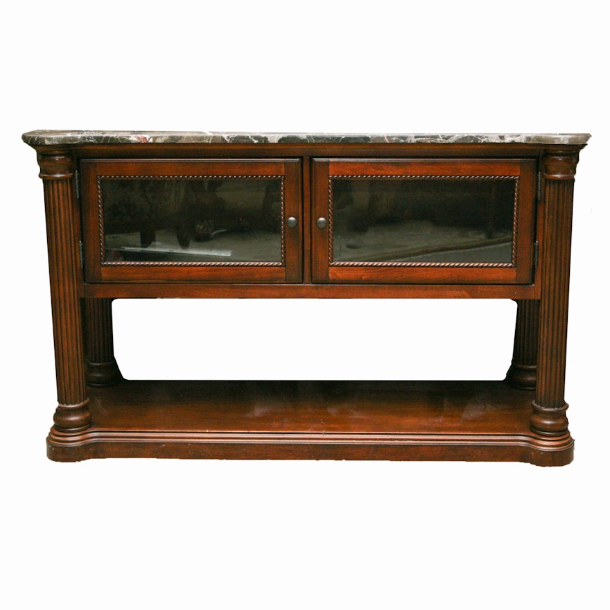 Wooden Marble Surfaced Entertainment Cabinet