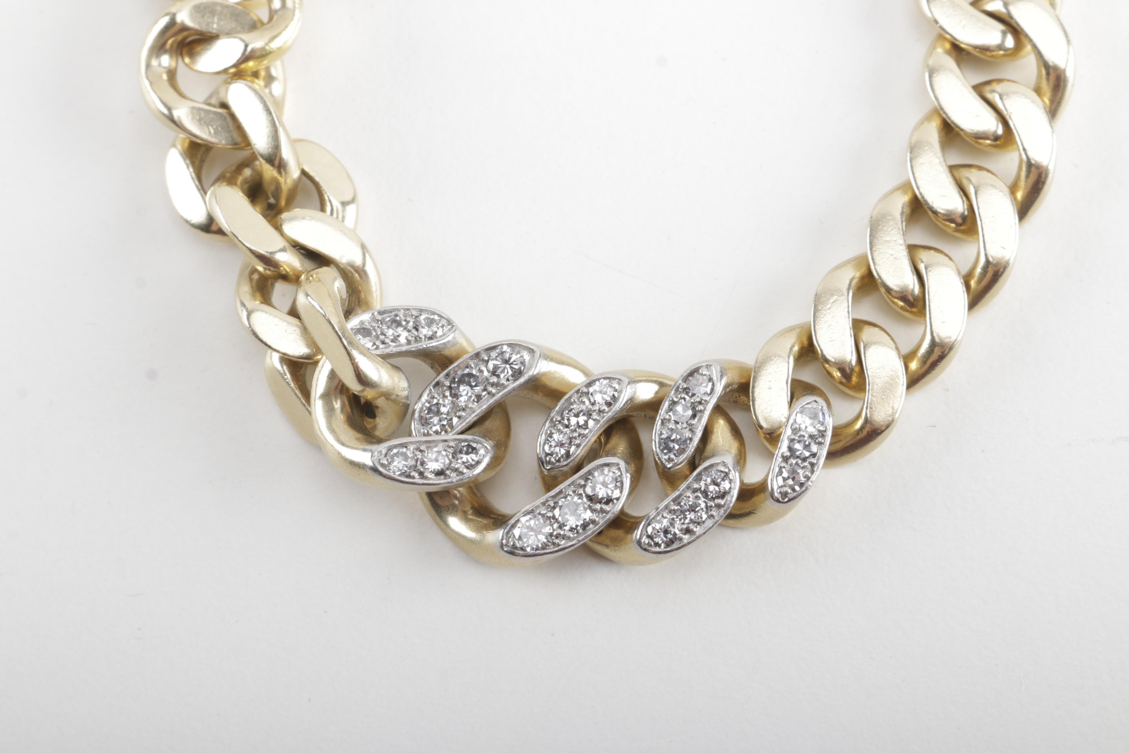 Vintage Cartier 14K Yellow Gold 1.52 CTW Diamond Curb Chain Bracelet
