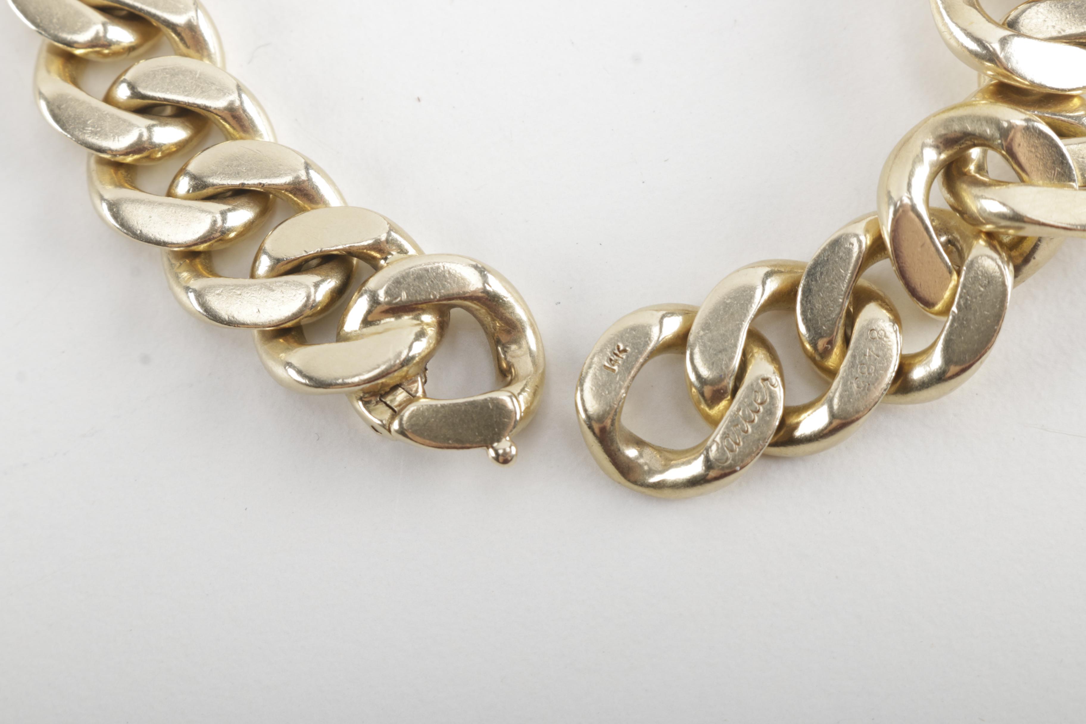 Vintage Cartier 14K Yellow Gold 1.52 CTW Diamond Curb Chain Bracelet
