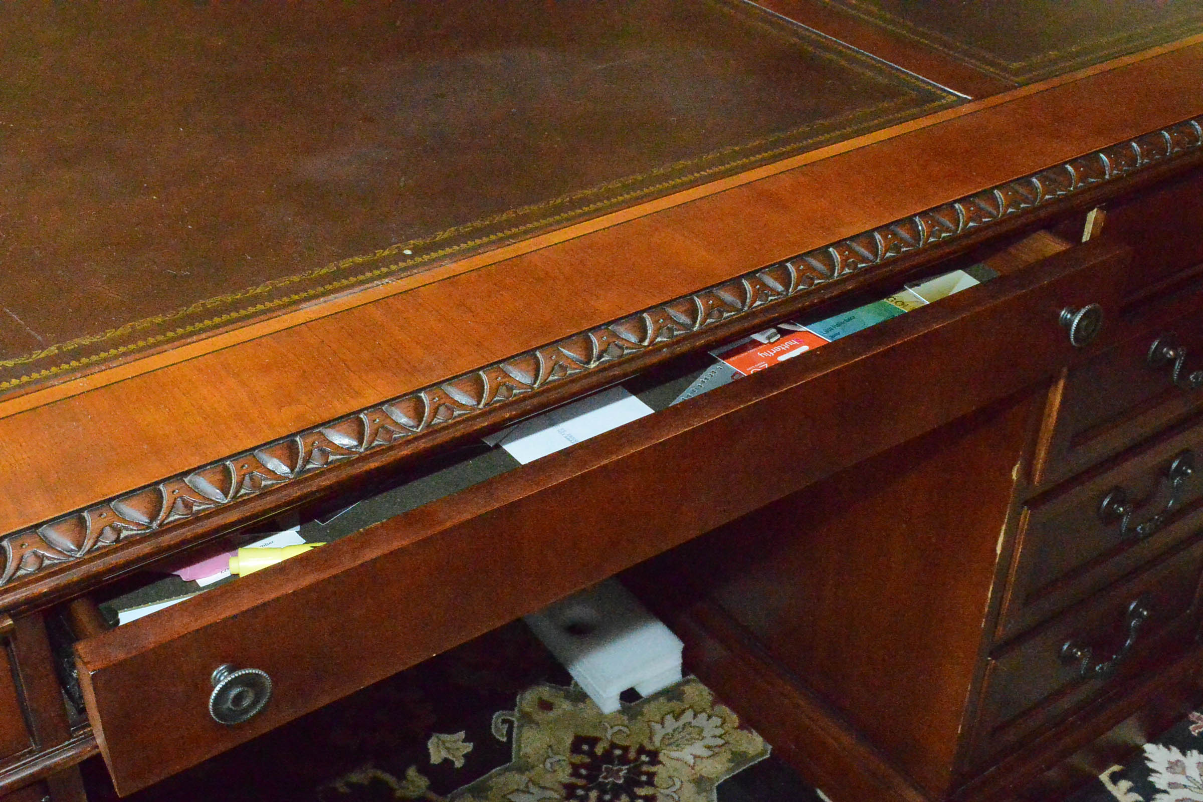 Ornately Carved Executive Desk by Hekman