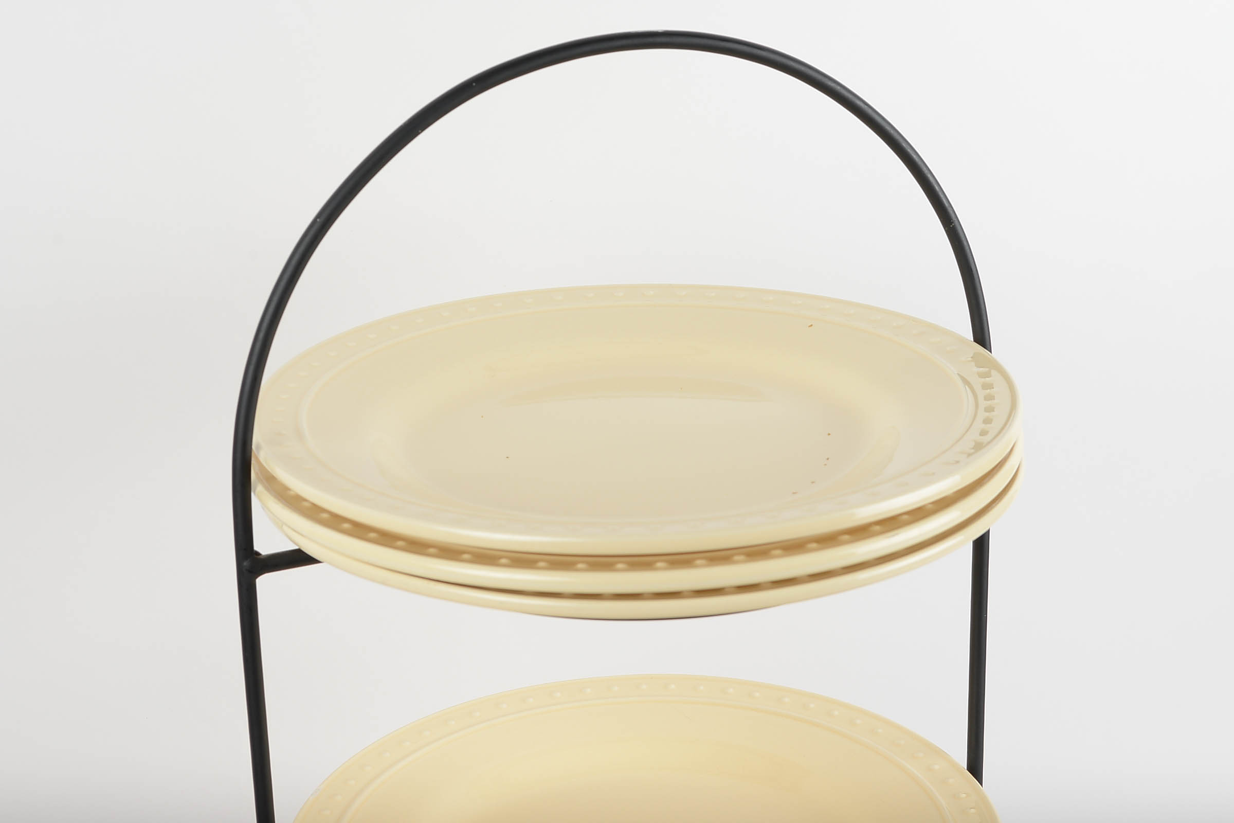 Set of World Market Plates and Tiered Stand