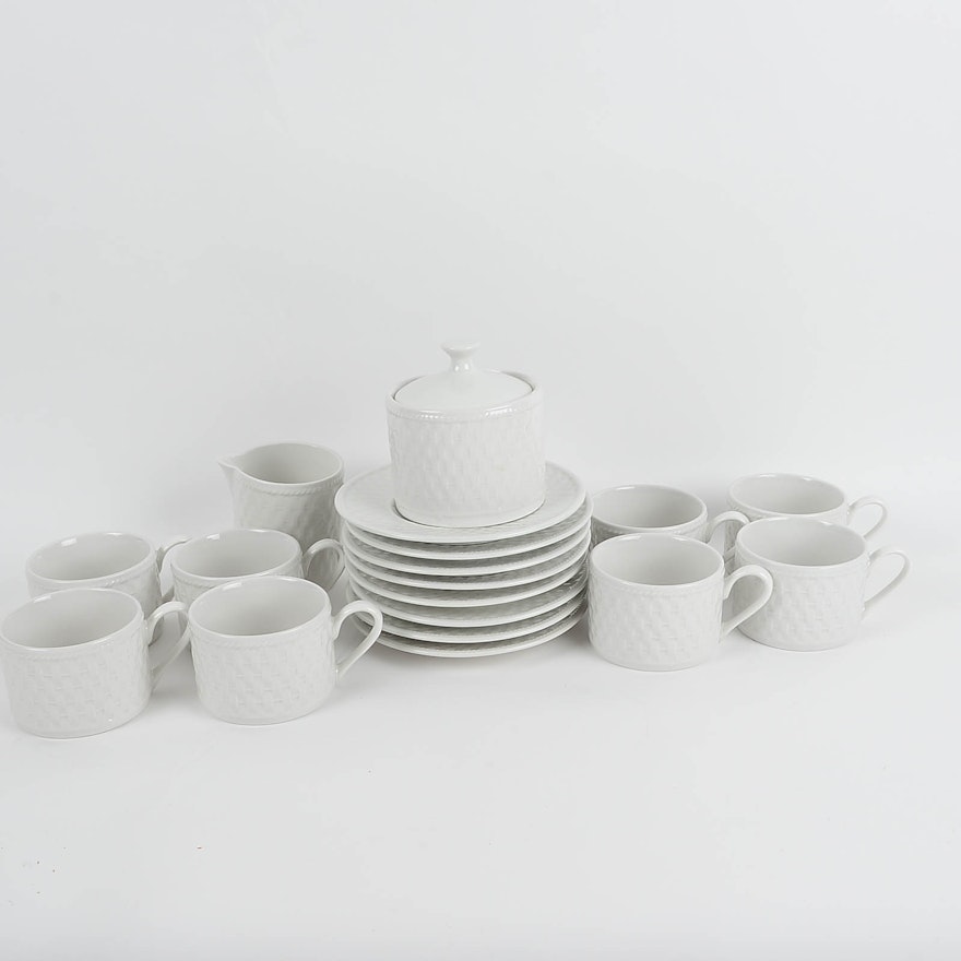 Set of Linens N’ Things Tea Cups and Saucers with Accessories