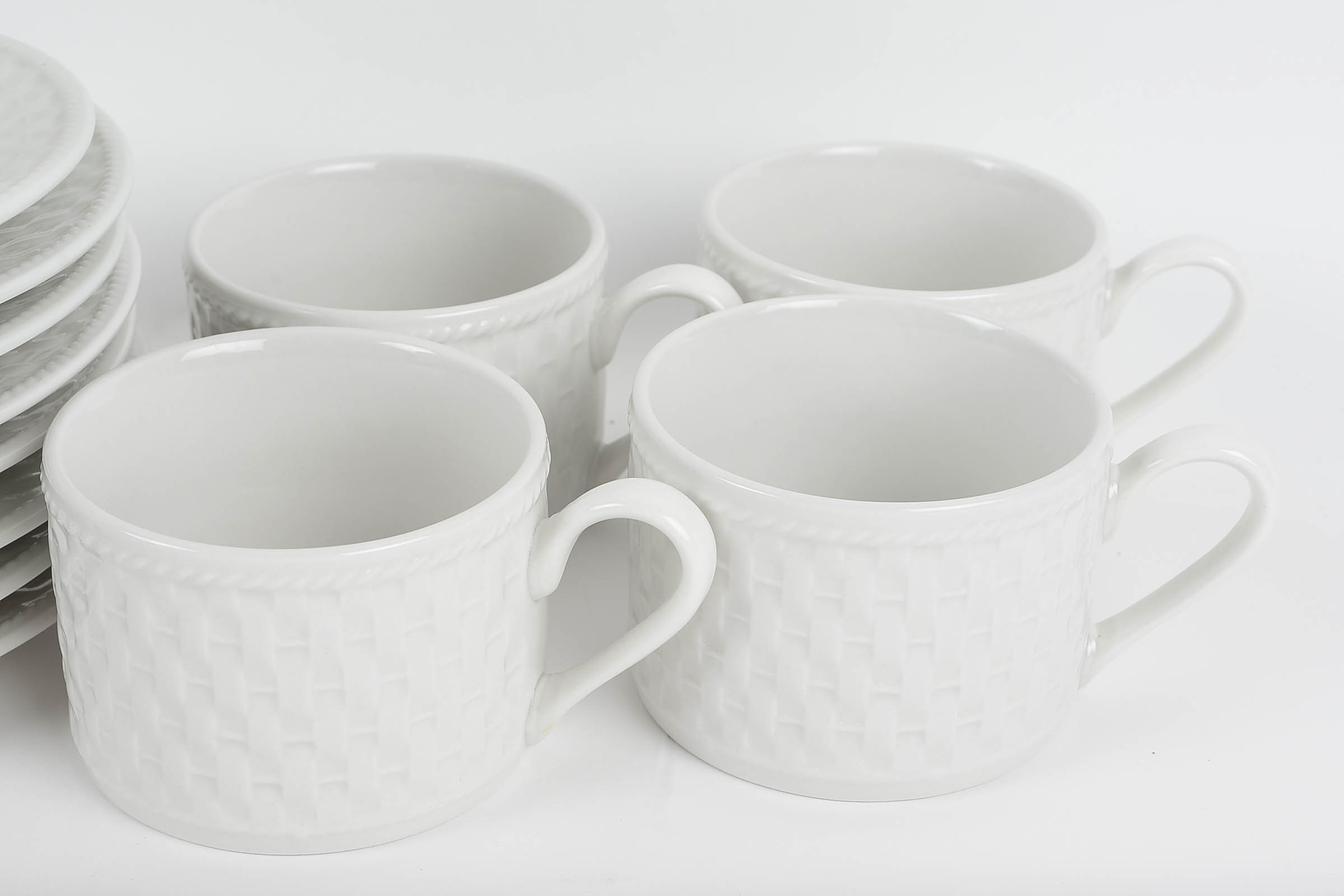 Set of Linens N’ Things Tea Cups and Saucers with Accessories