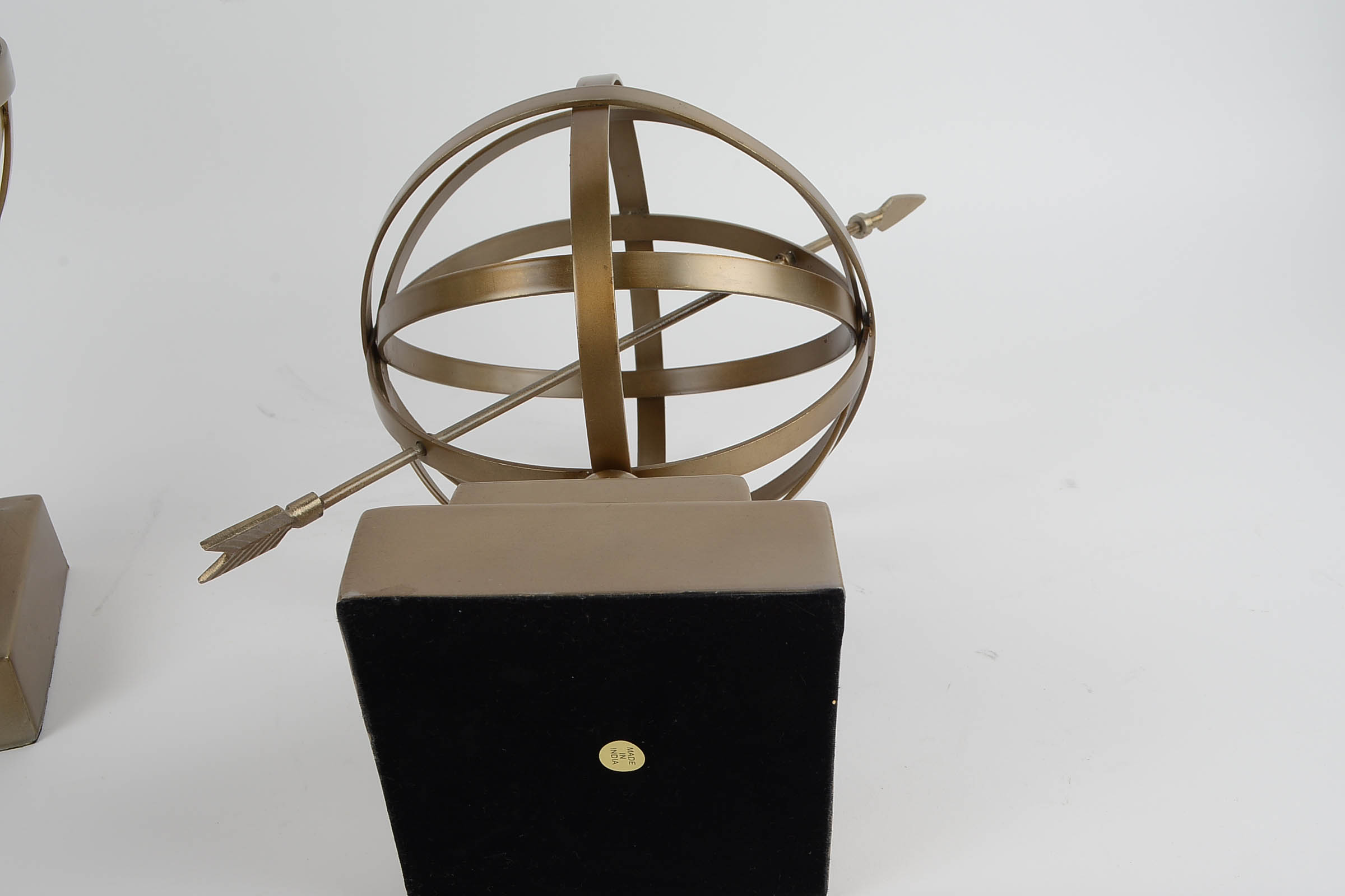 Pair of Metal Armillary Style Sphere Sculptures