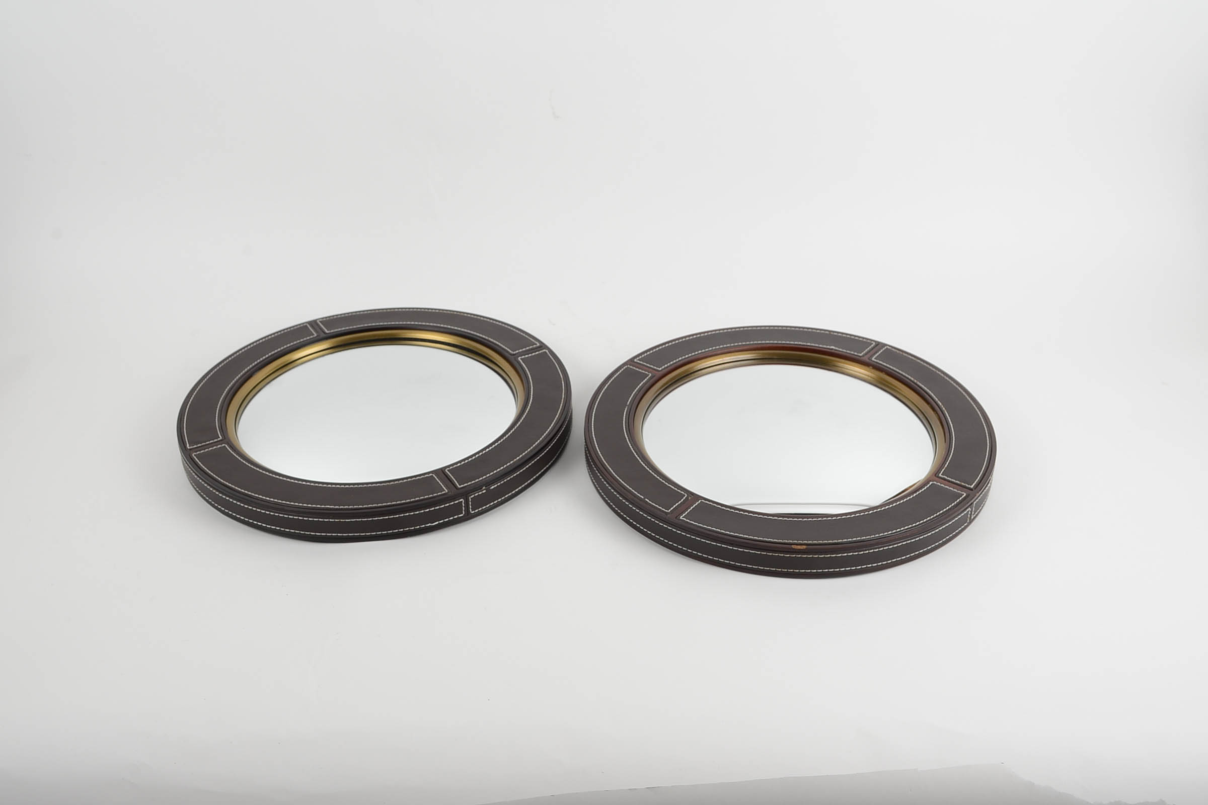 Pair of Leather Framed Victorian Hagen Mirrors