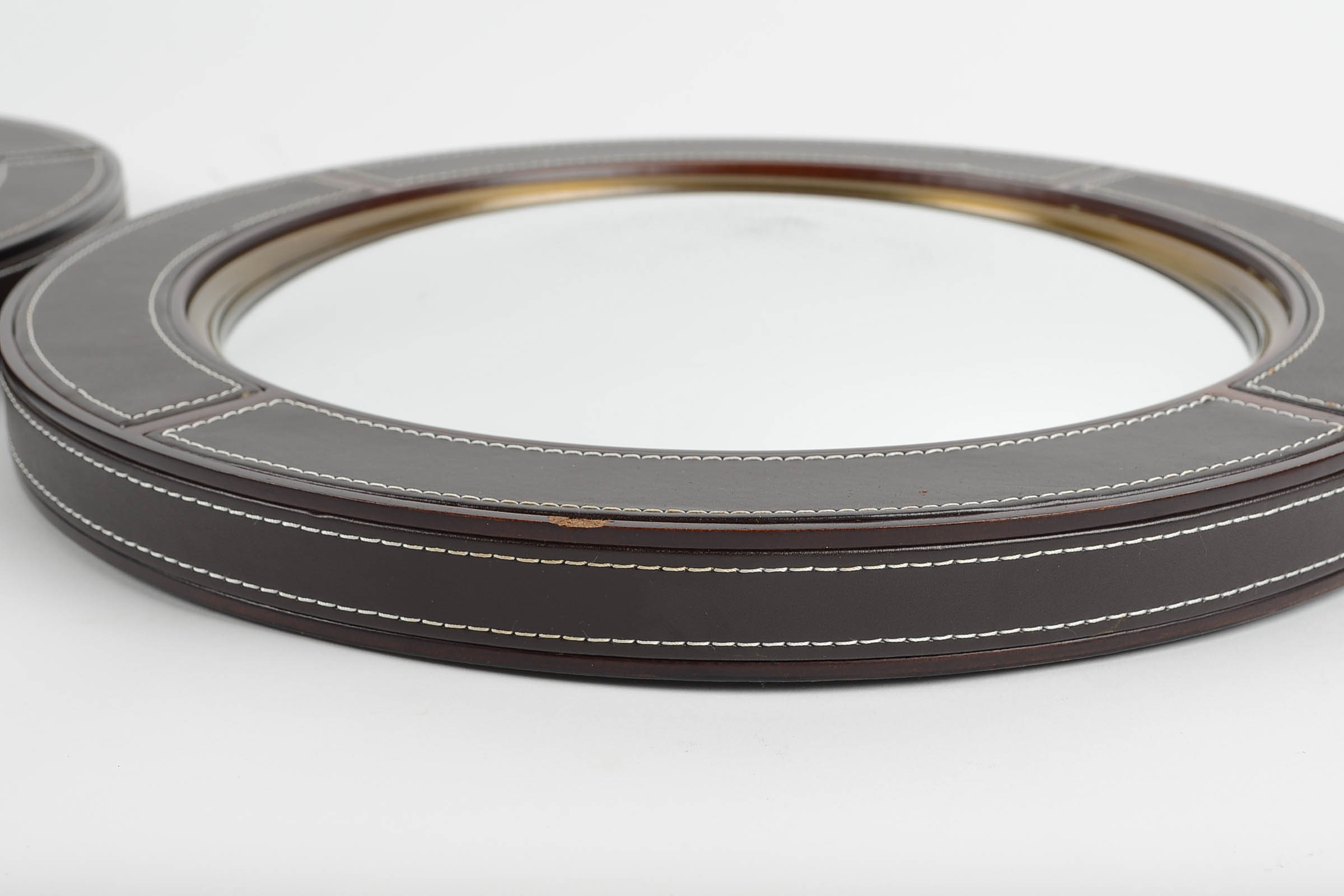 Pair of Leather Framed Victorian Hagen Mirrors