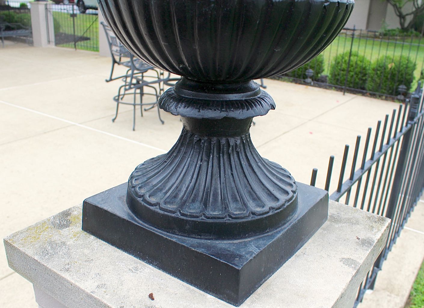 Two Classical Style Cast Iron Garden Planter Urns