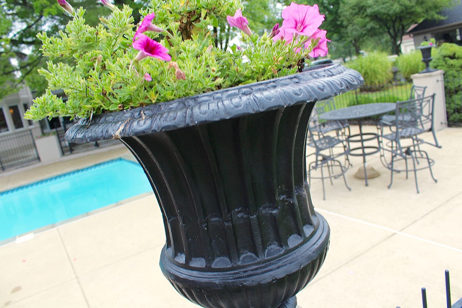 Two Classical Style Cast Iron Garden Planter Urns