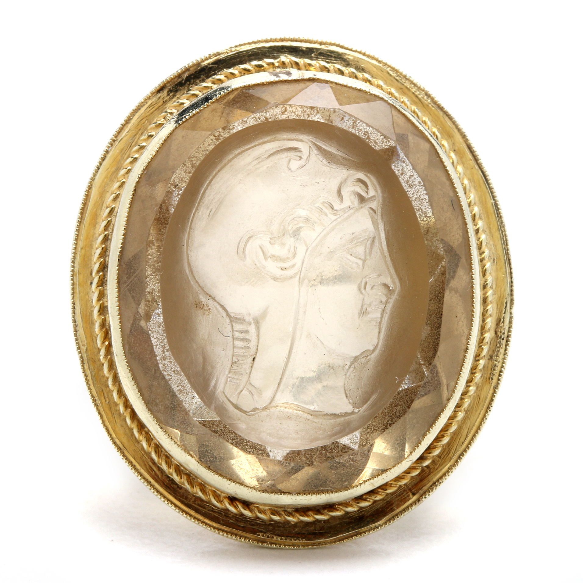 Antique 14K Yellow Gold Ring with Citrine Intaglio