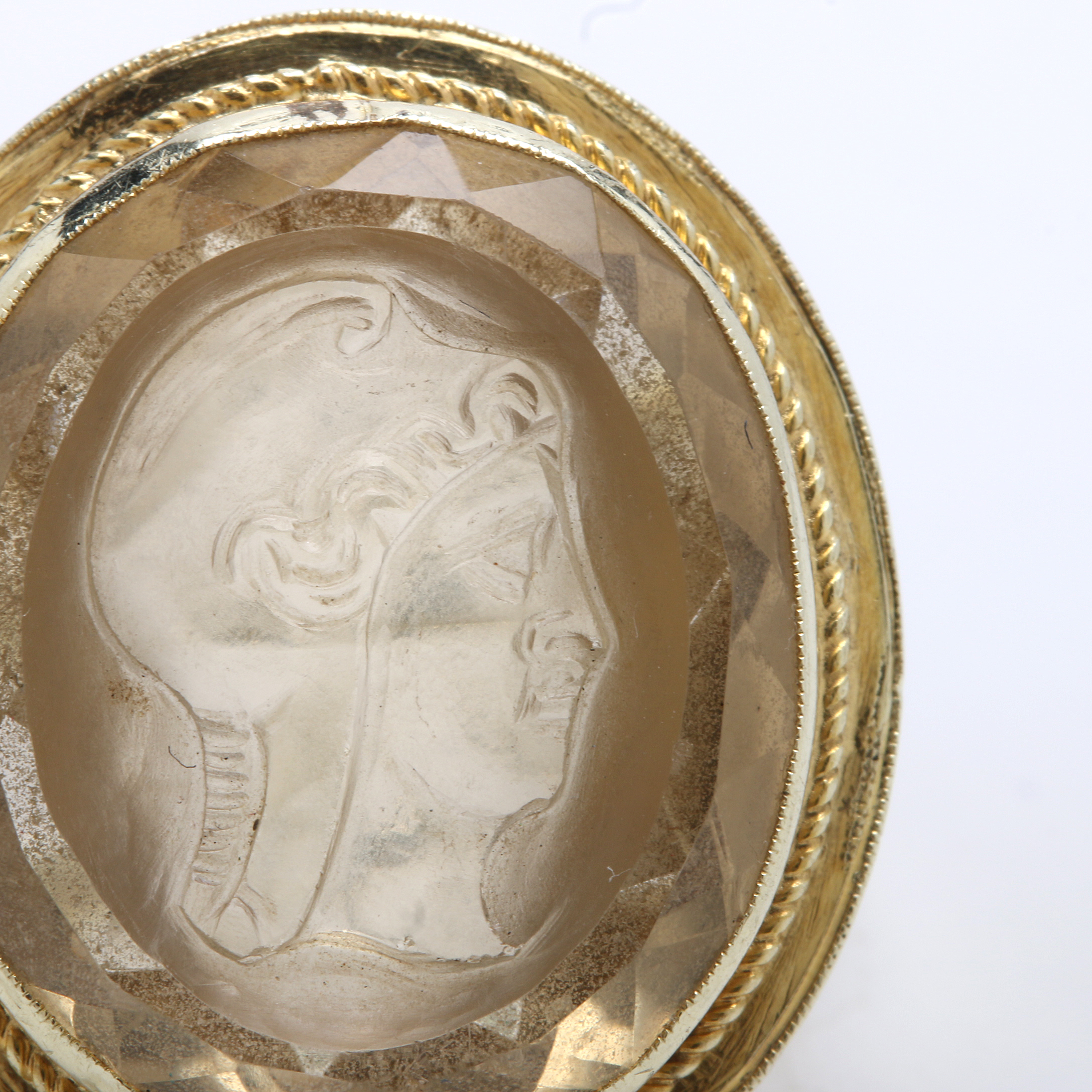 Antique 14K Yellow Gold Ring with Citrine Intaglio