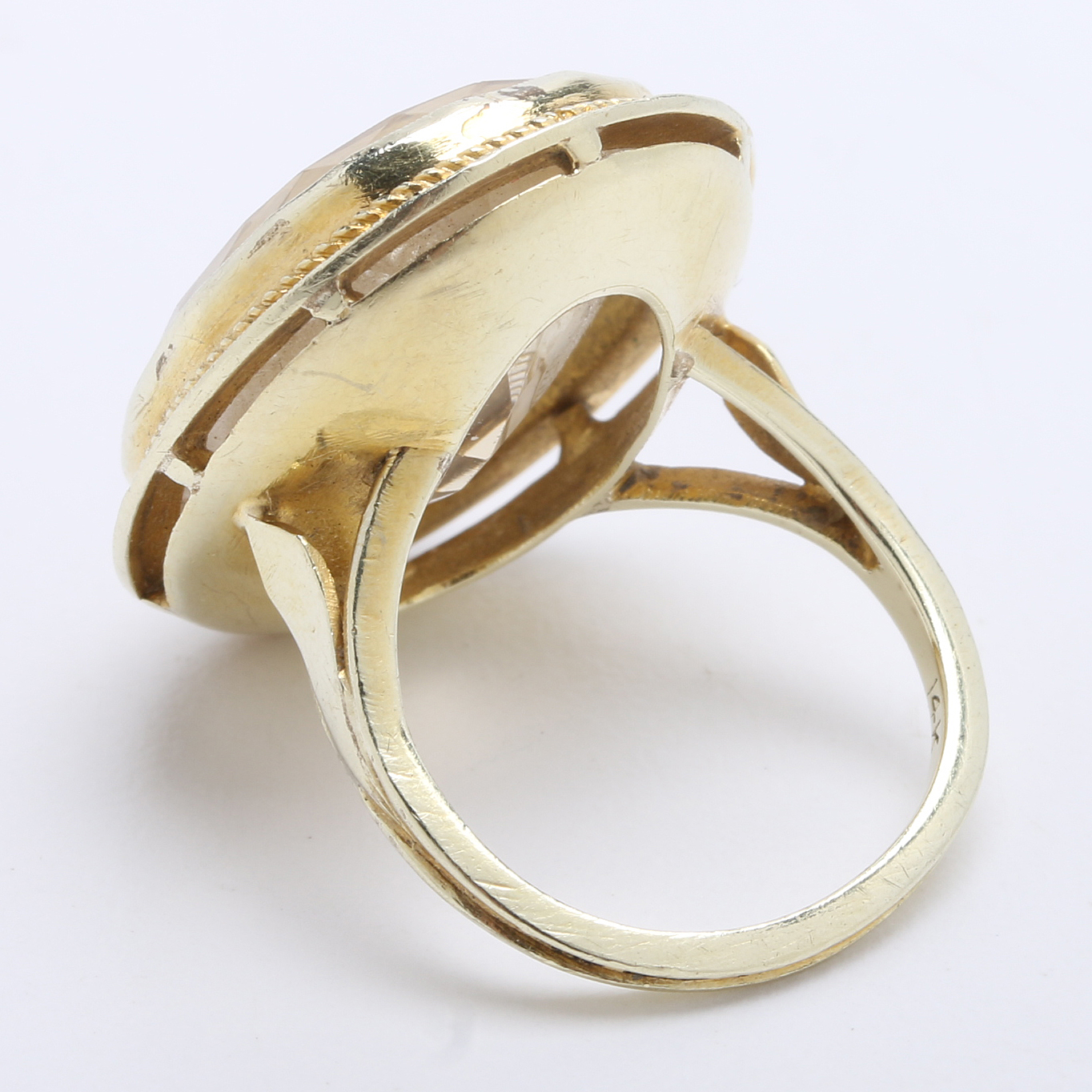 Antique 14K Yellow Gold Ring with Citrine Intaglio