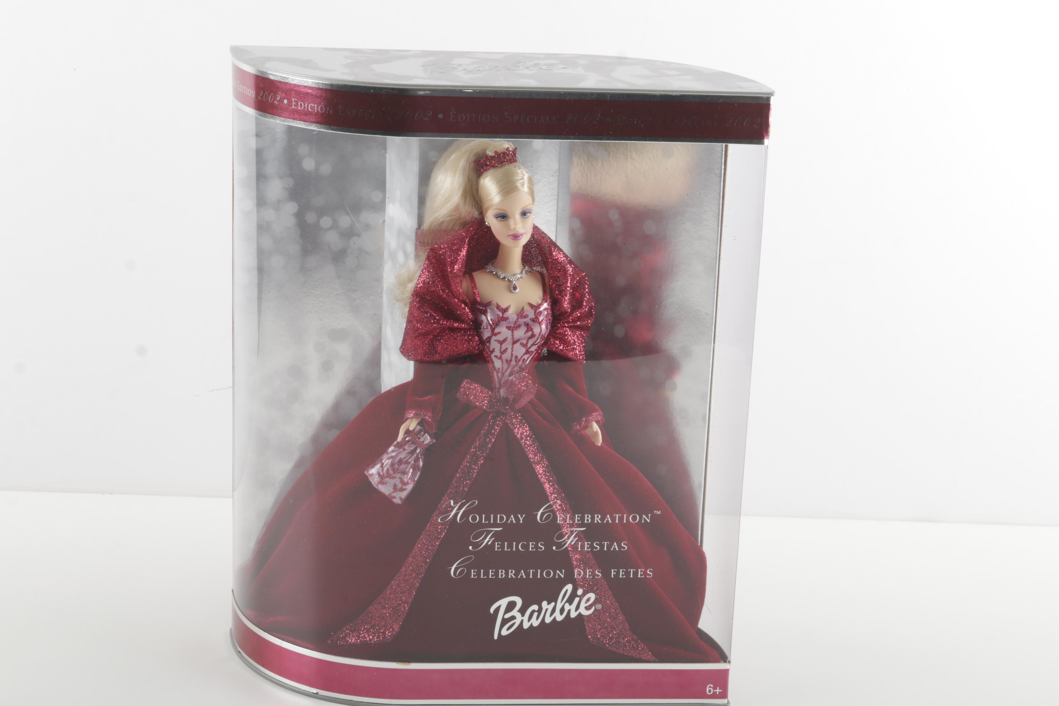 Collection of Holiday Barbie Dolls from the Early 2000's