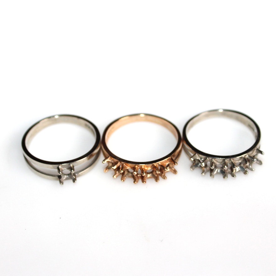 10K Gold Rings With Mountings For Stones