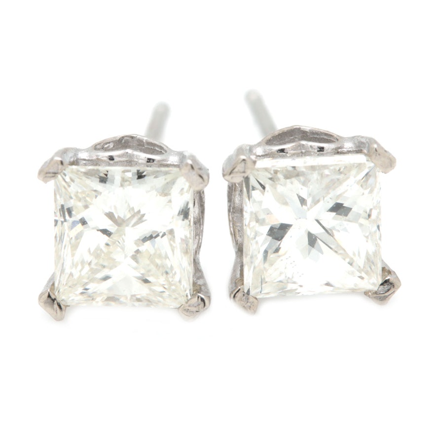 14K White Gold 1.23 CTW Diamond Stud Earrings