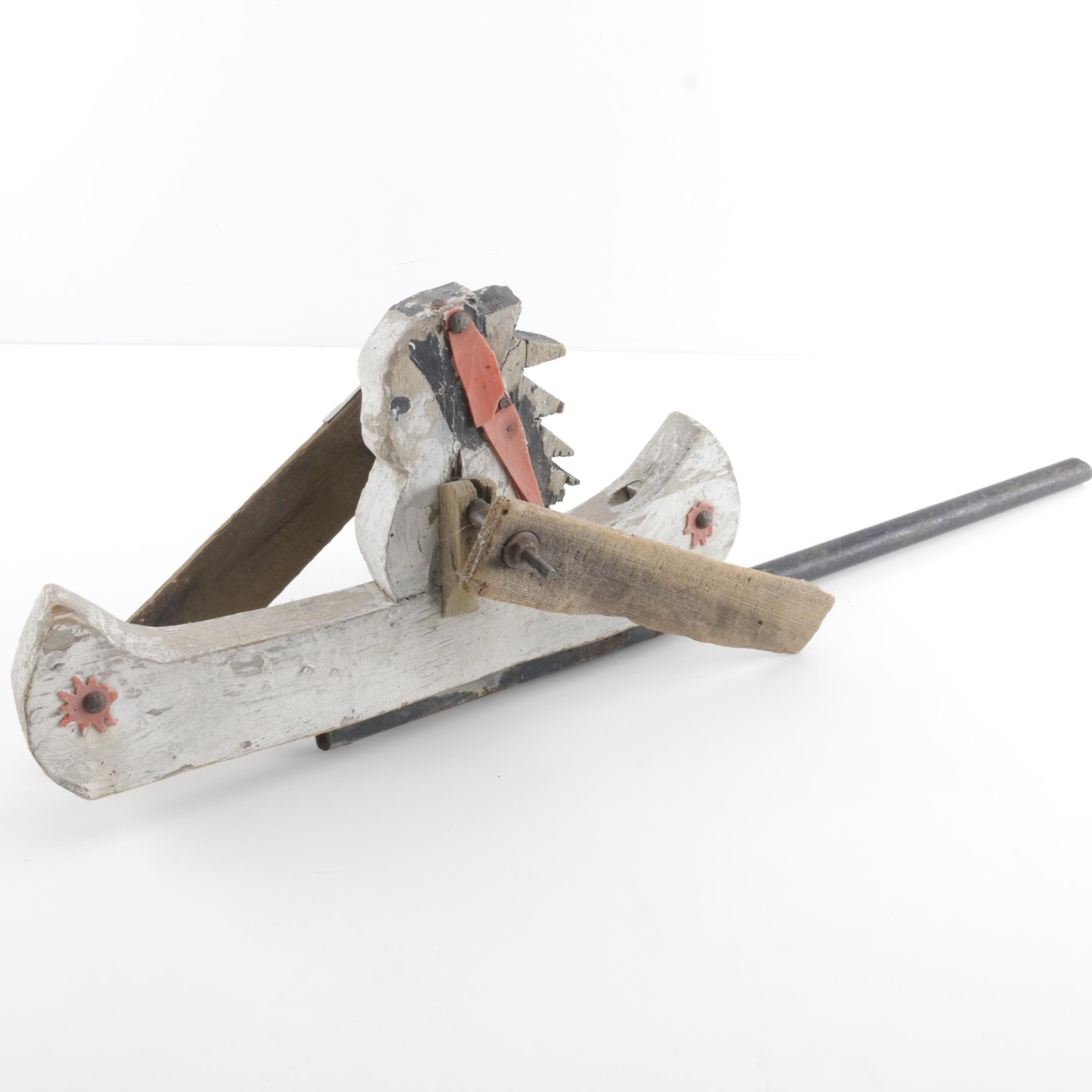 Vintage Folk Art Native American in Canoe Whirligig