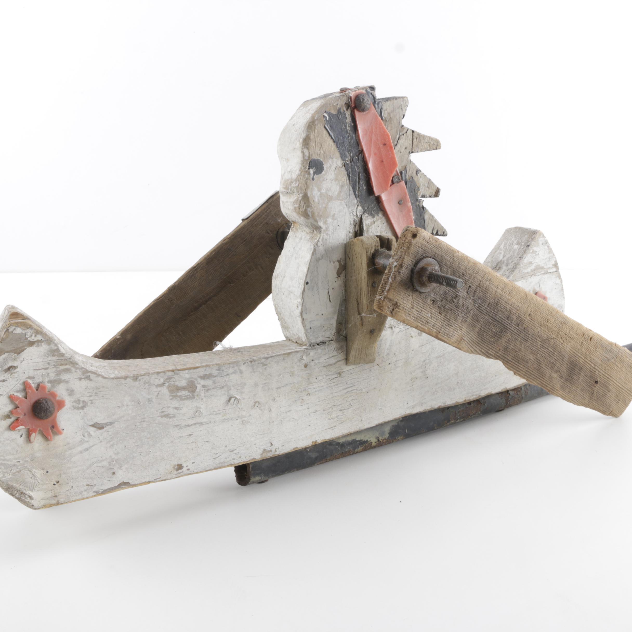 Vintage Folk Art Native American in Canoe Whirligig