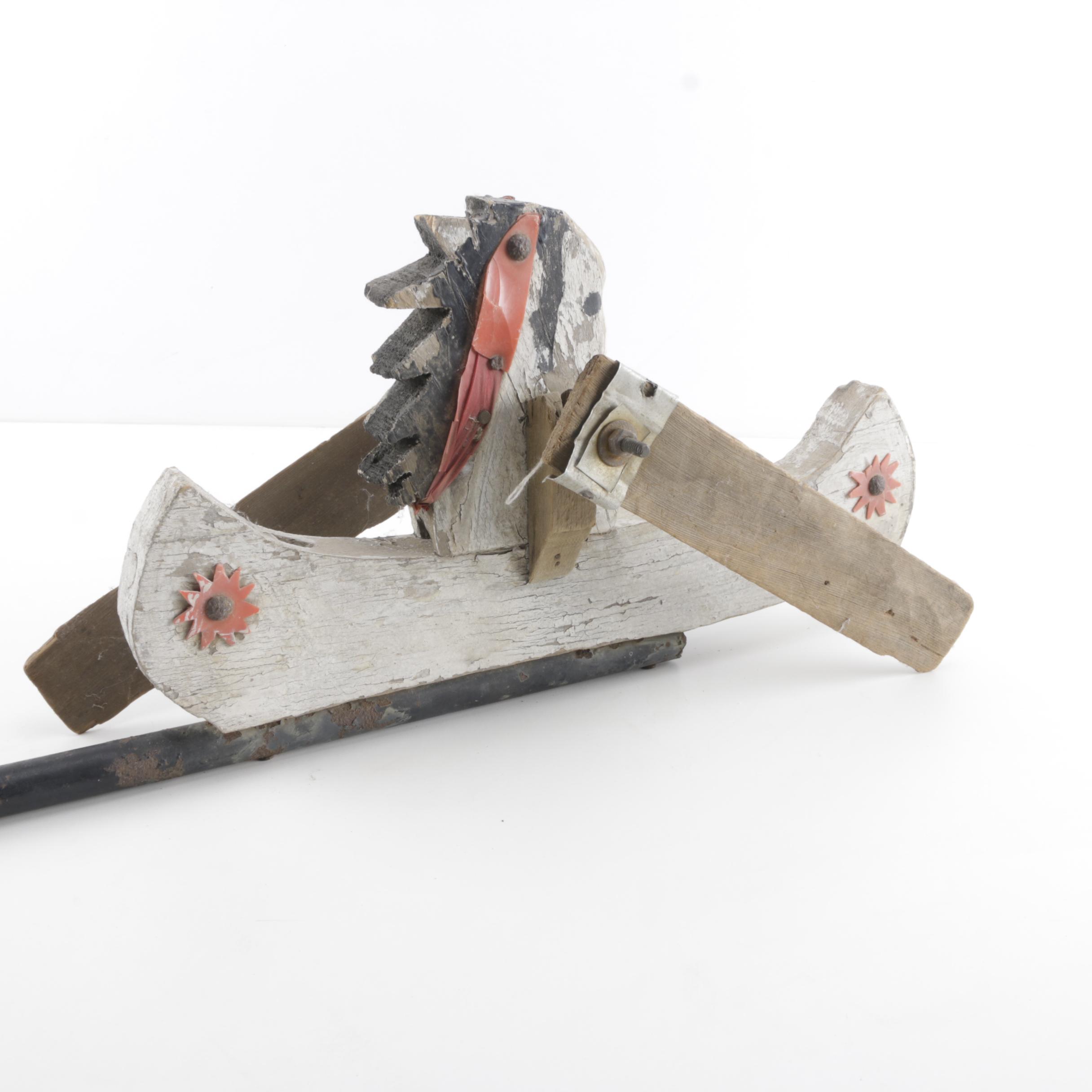 Vintage Folk Art Native American in Canoe Whirligig