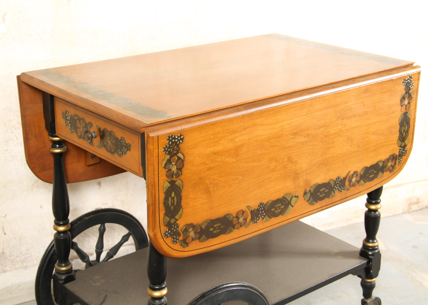 Hitchcock Style Drop Leaf Tea Cart by Ethan Allen